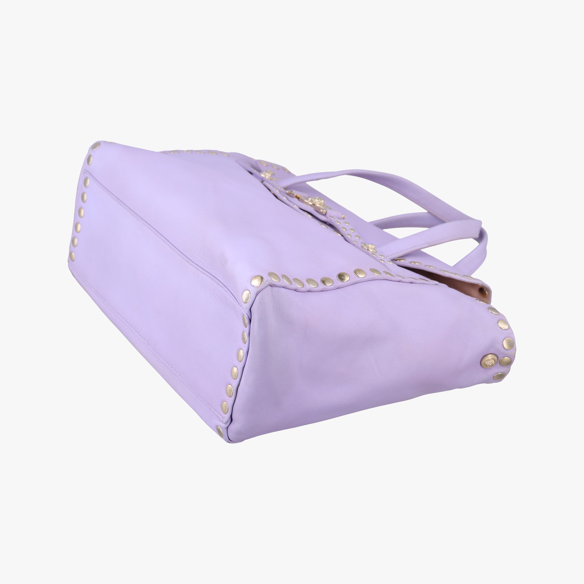 Pre-owned VERSACE medusa Purple Nappa Leather  shoulderbag | stylenewstar