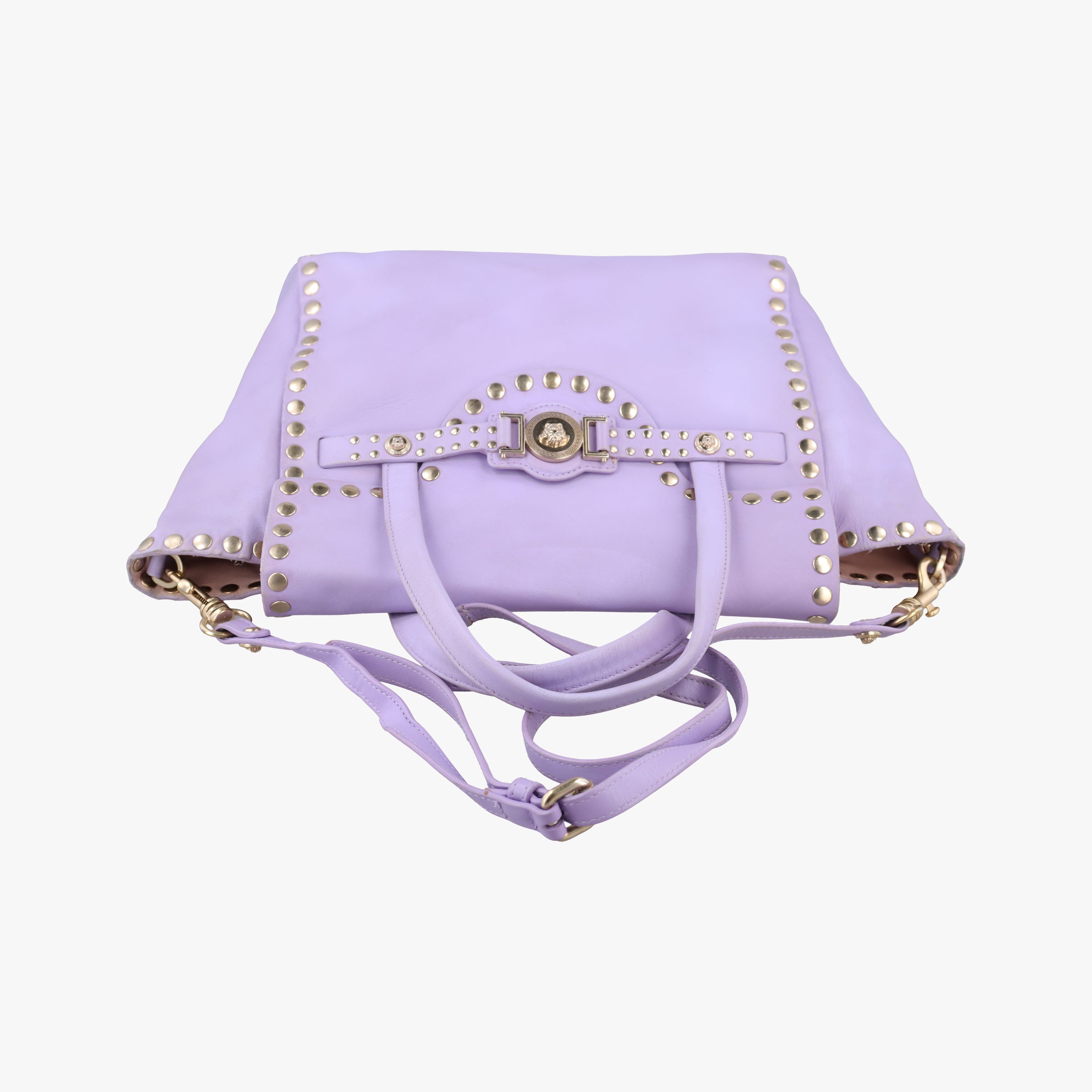 Pre-owned VERSACE medusa Purple Nappa Leather  shoulderbag | stylenewstar