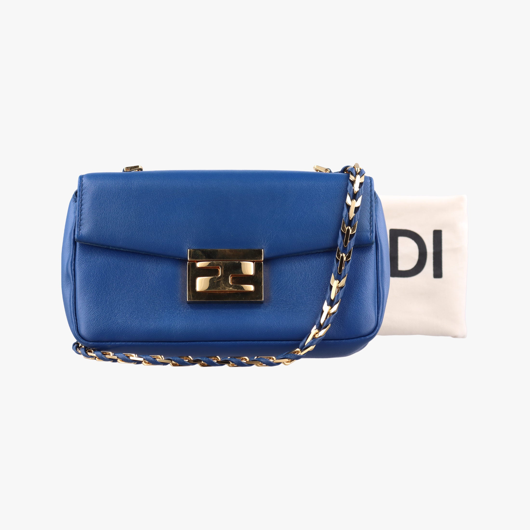 Secondhand Fendi Mini Be Baguette Blue Leather 8M0315 shoulderbag | stylenewstar