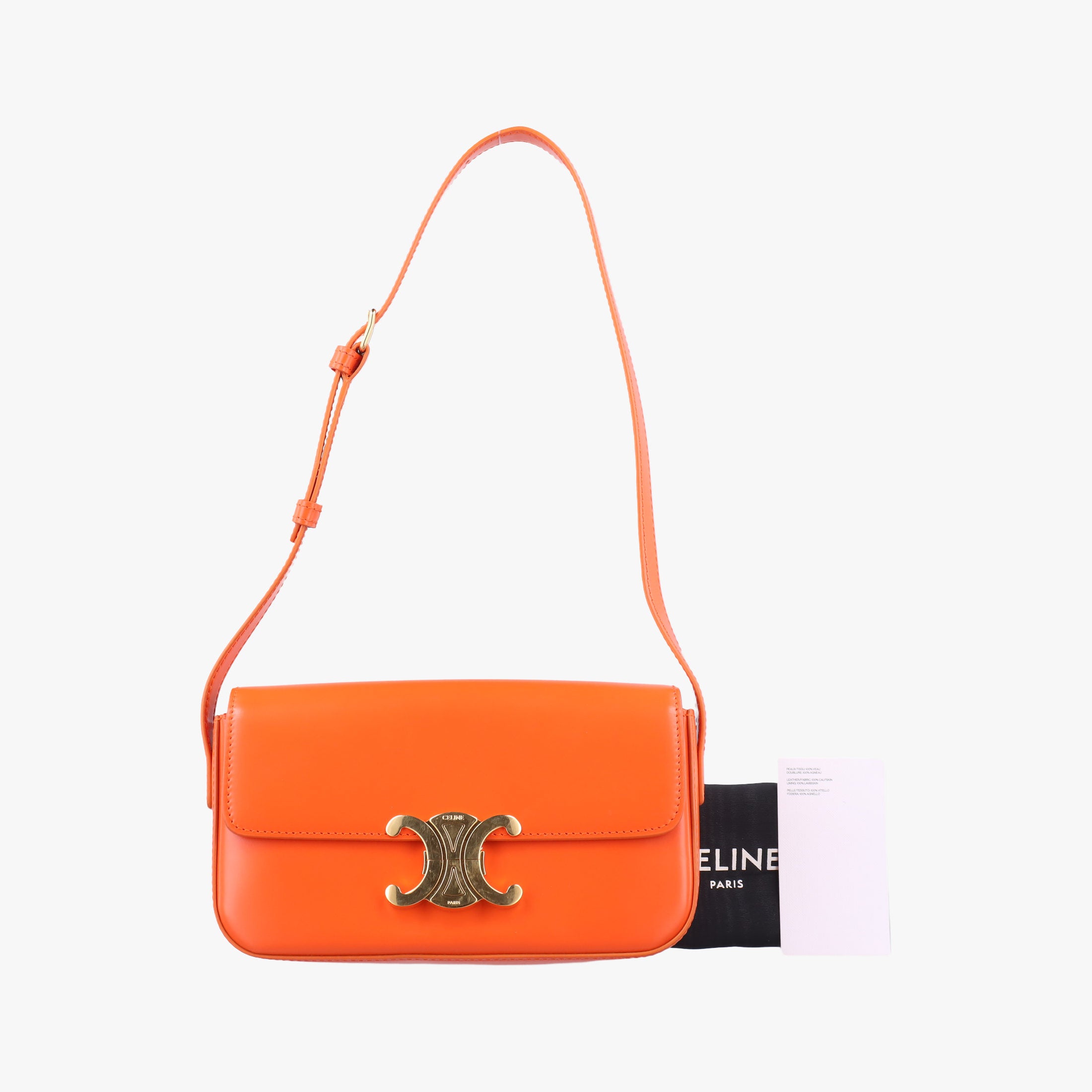 Pre-owned Celine Triomphe Orange Leather  shoulderbag | stylenewstar