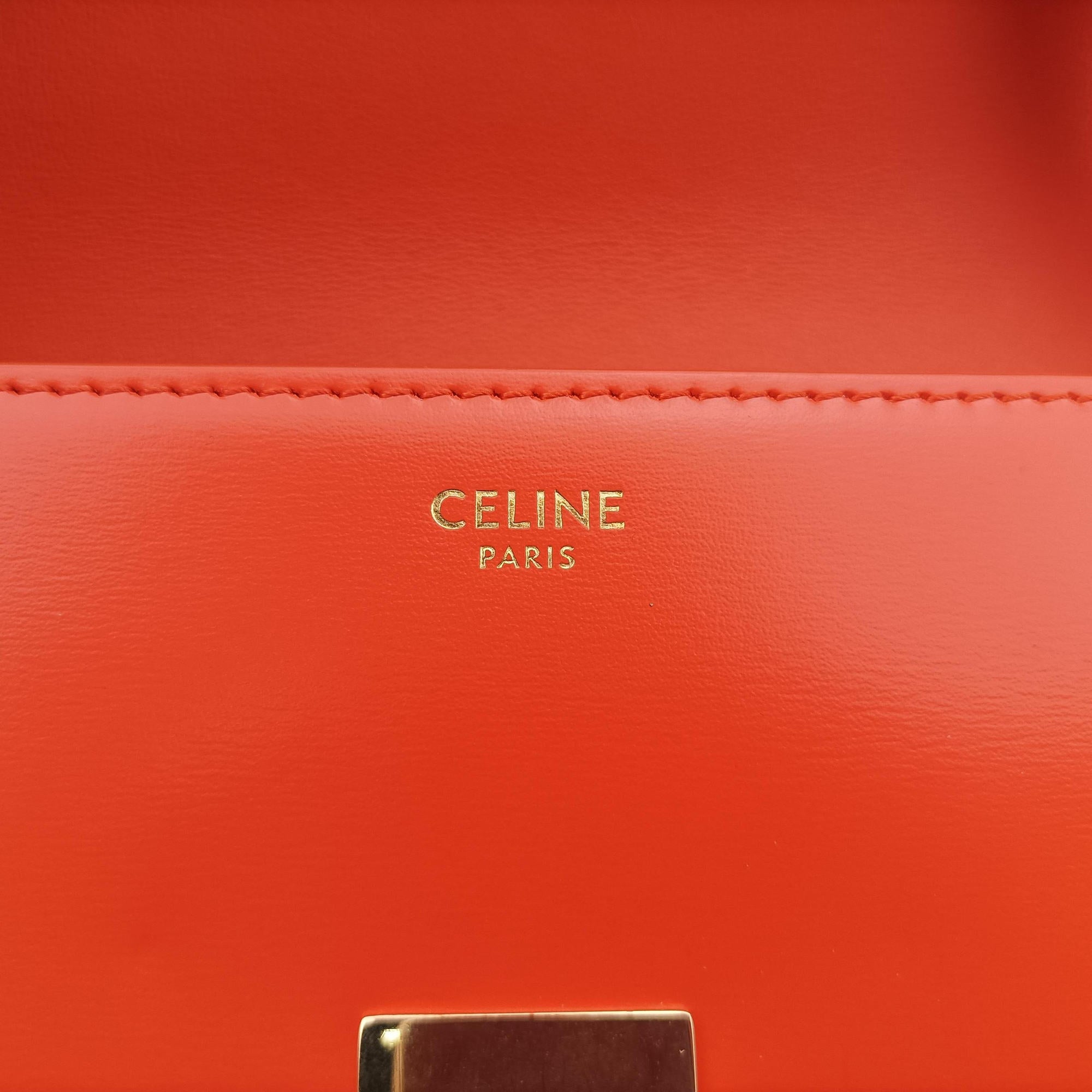 Pre-owned Celine Triomphe Orange Leather  shoulderbag | stylenewstar