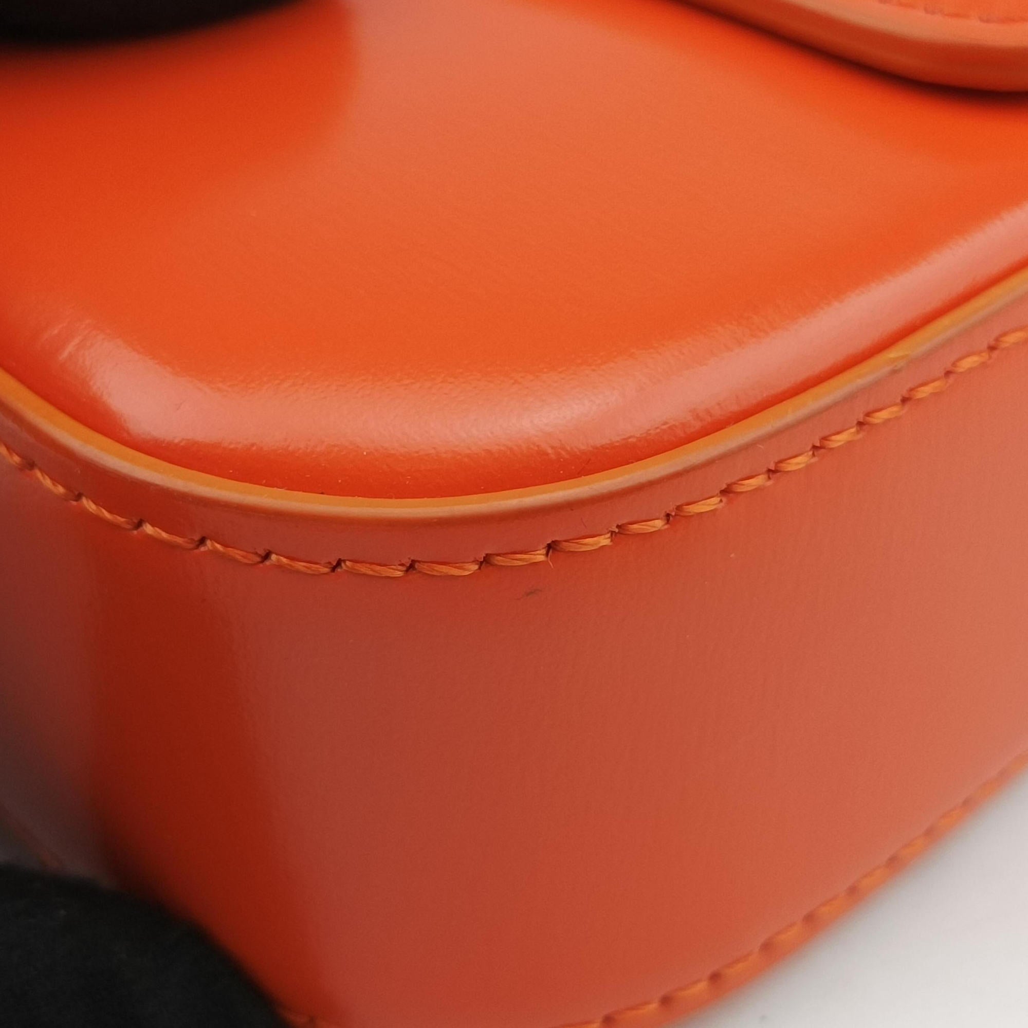 Pre-owned Celine Triomphe Orange Leather  shoulderbag | stylenewstar