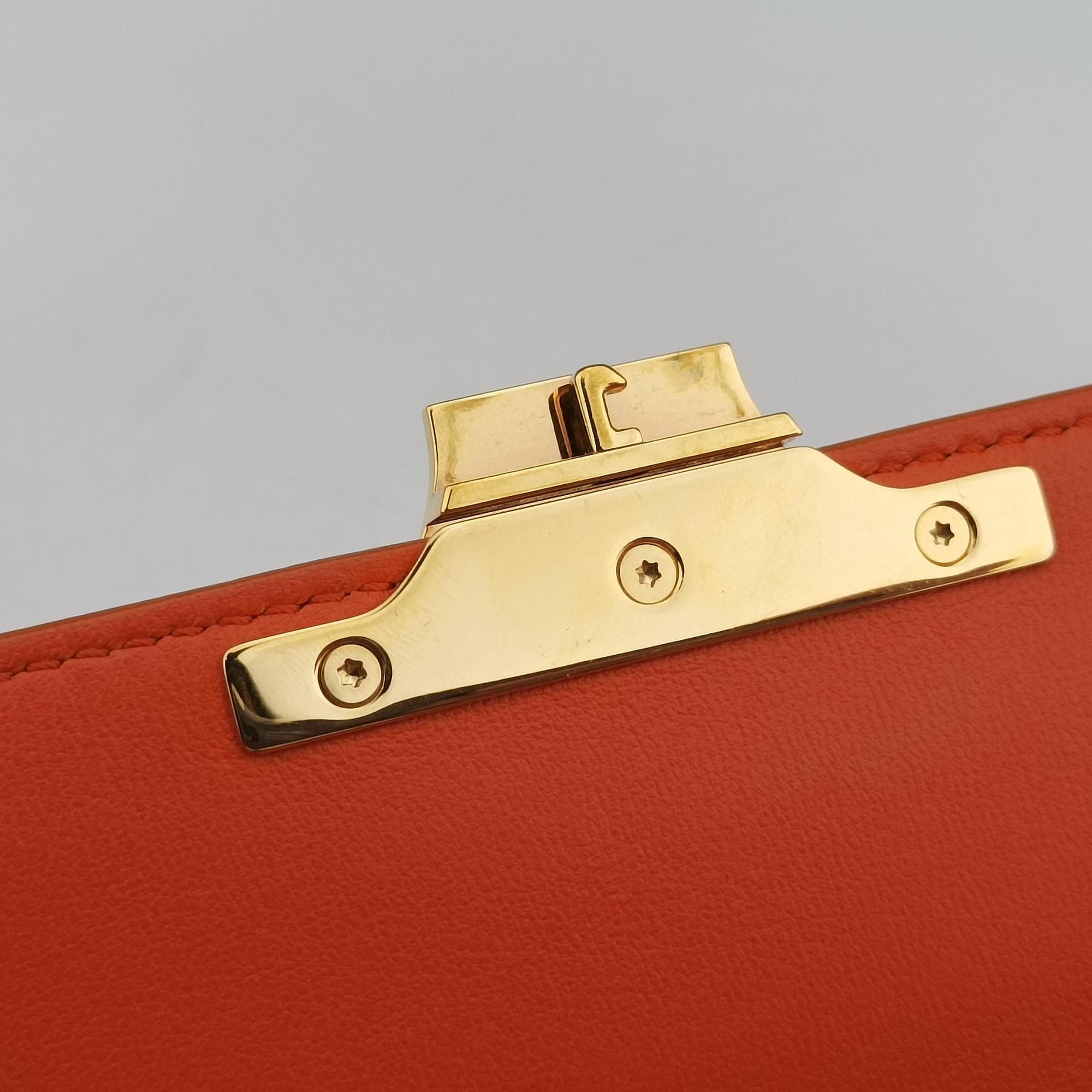 Pre-owned Celine Triomphe Orange Leather  shoulderbag | stylenewstar
