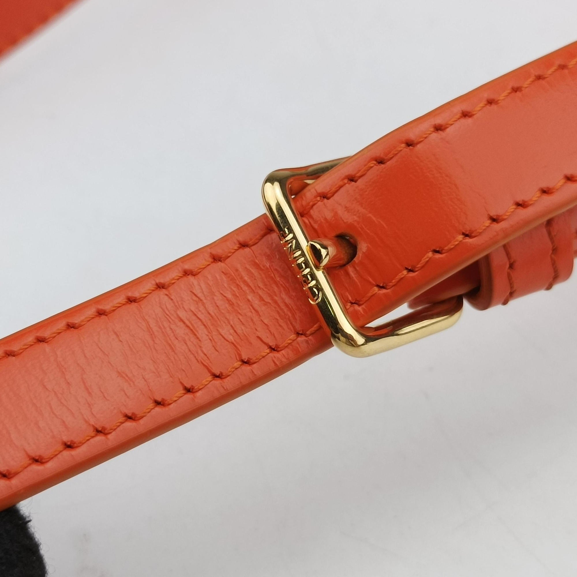 Pre-owned Celine Triomphe Orange Leather  shoulderbag | stylenewstar