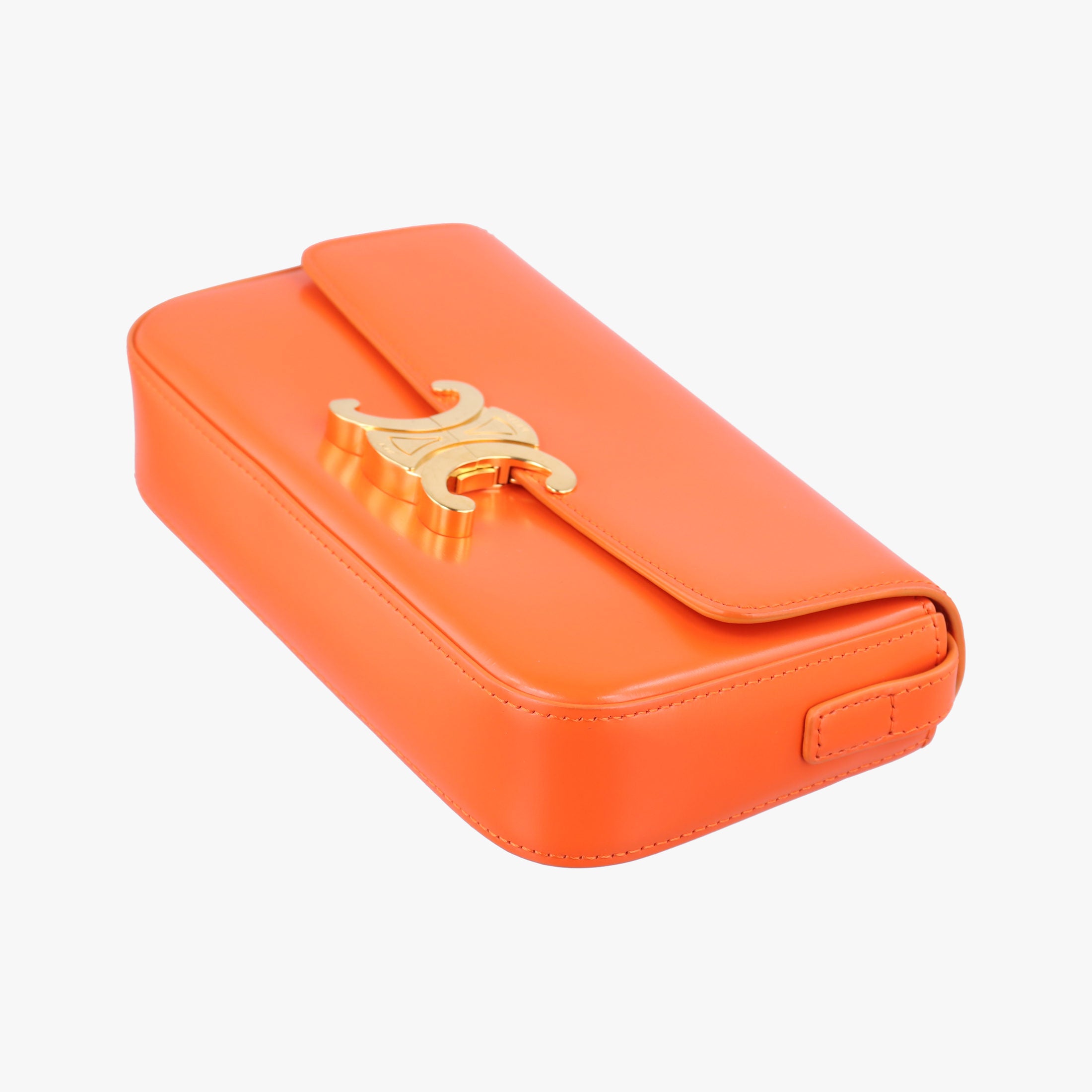 Pre-owned Celine Triomphe Orange Leather  shoulderbag | stylenewstar