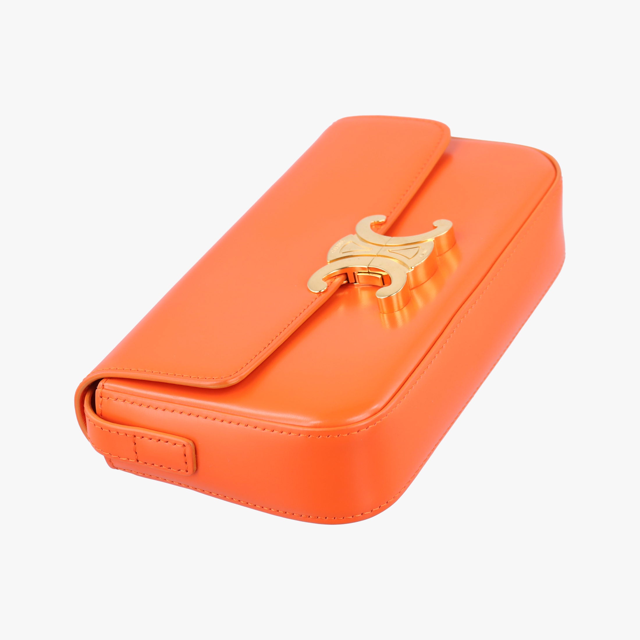 Pre-owned Celine Triomphe Orange Leather  shoulderbag | stylenewstar
