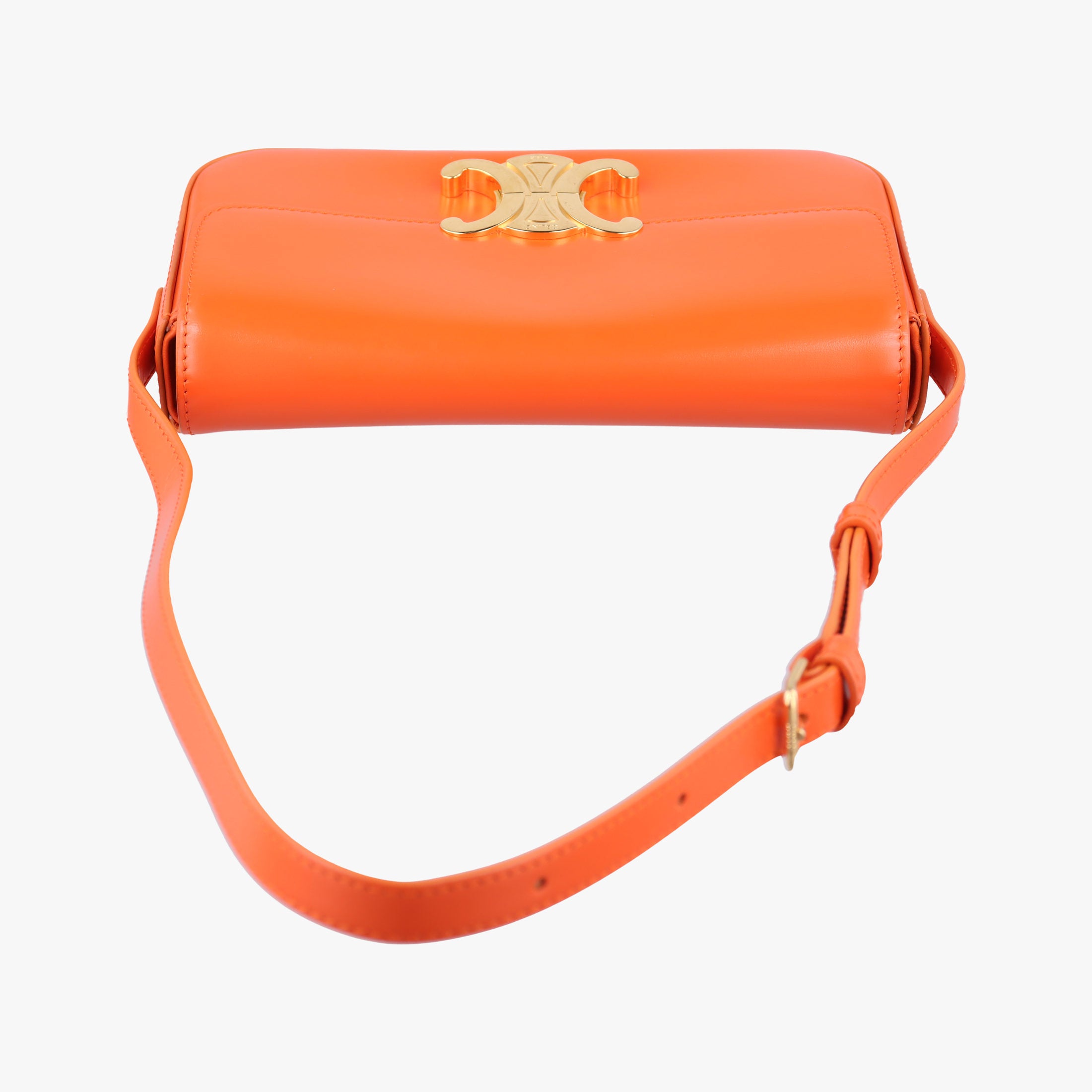 Pre-owned Celine Triomphe Orange Leather  shoulderbag | stylenewstar