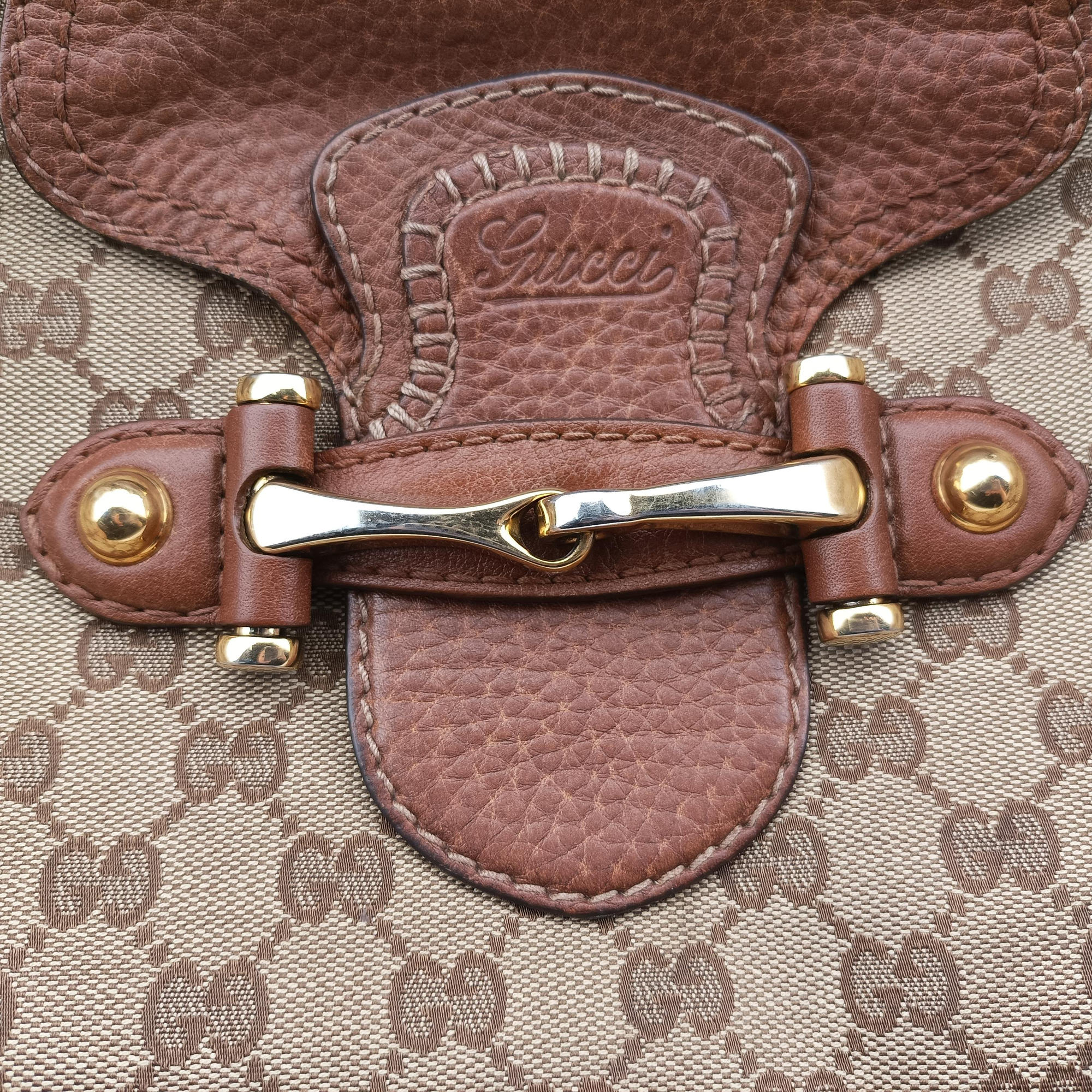 Vintage Gucci Guccissima New Pelham horsebit Brown canvas×leather 223958 handbag | stylenewstar