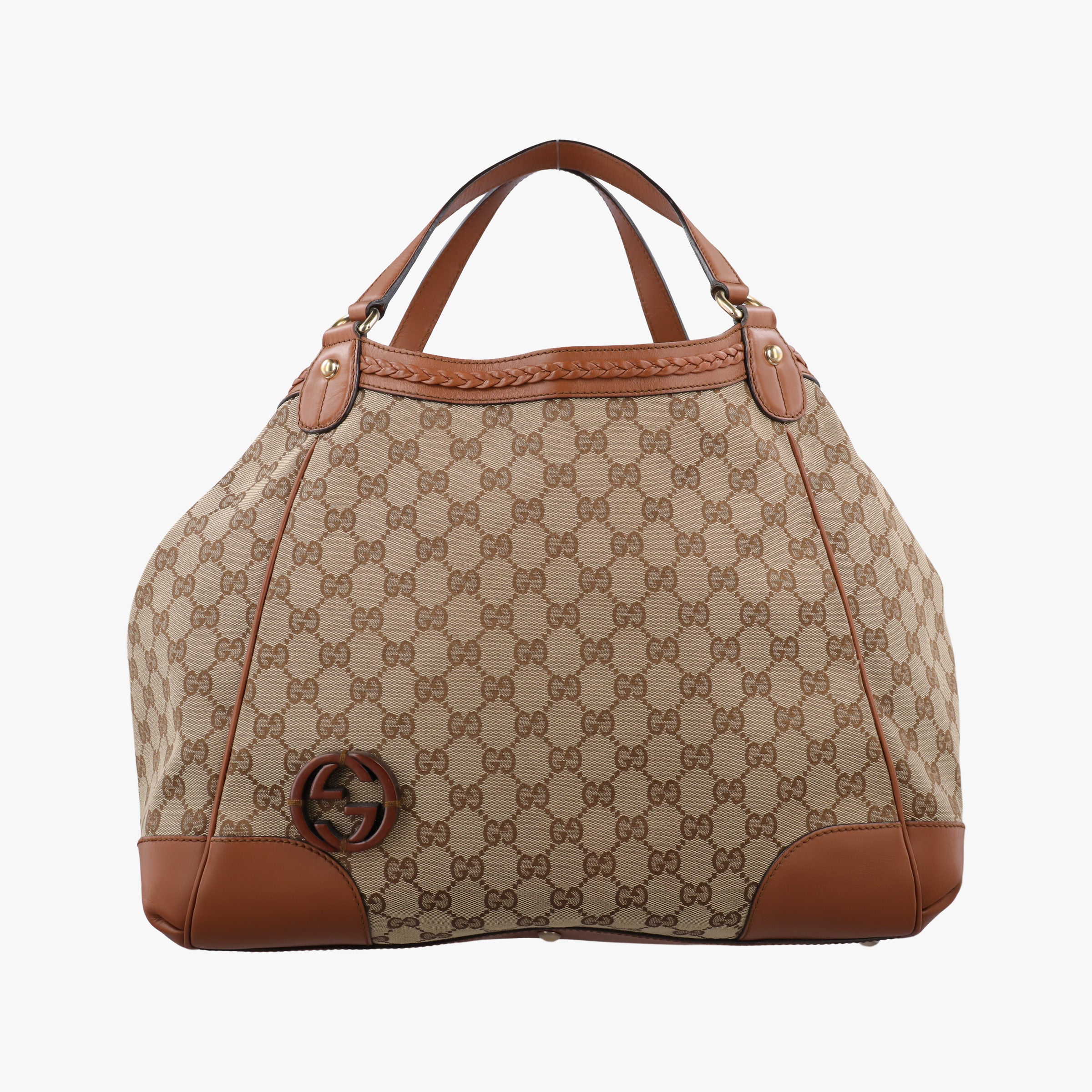 Pre-owned Gucci Interlocking G GG Canvas Brown canvas×leather 296896 handbag | stylenewstar
