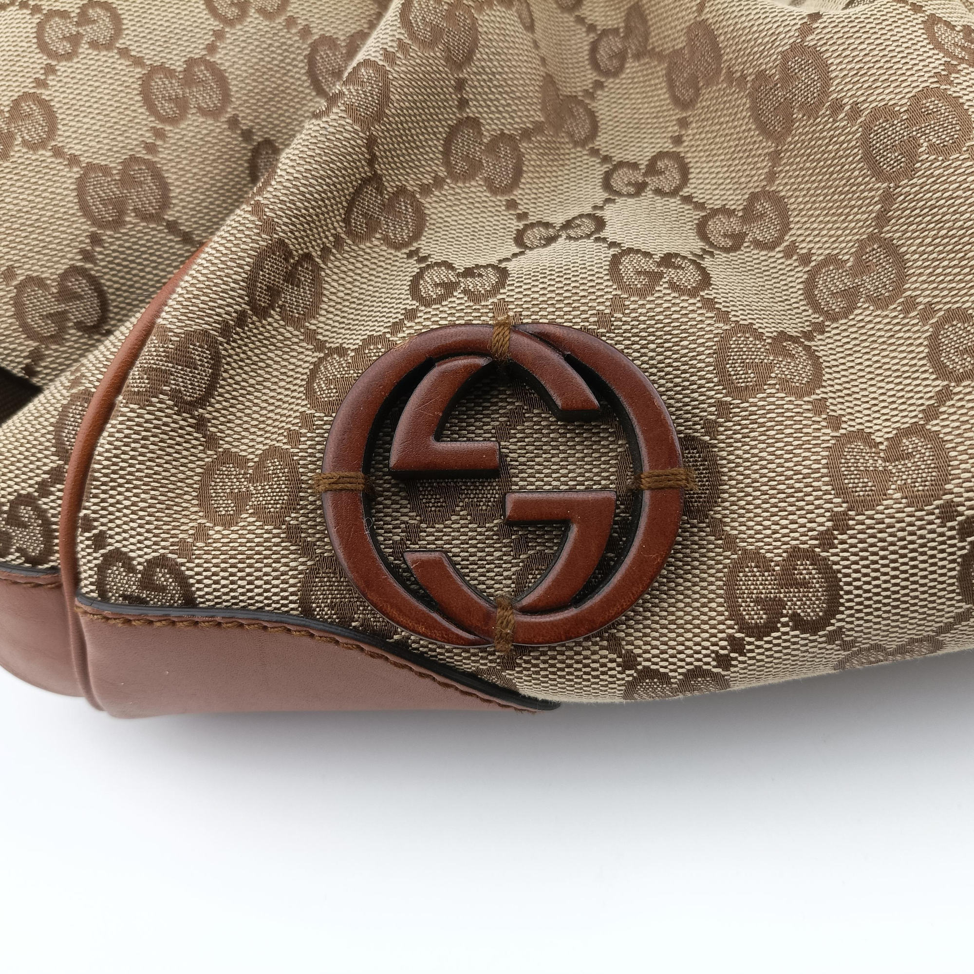 Pre-owned Gucci Interlocking G GG Canvas Brown canvas×leather 296896 handbag | stylenewstar