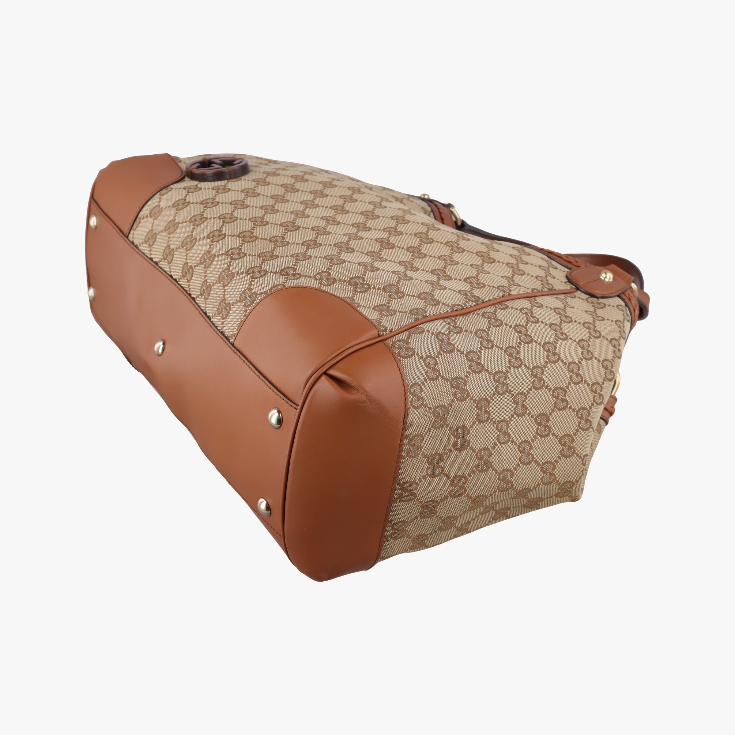 Pre-owned Gucci Interlocking G GG Canvas Brown canvas×leather 296896 handbag | stylenewstar