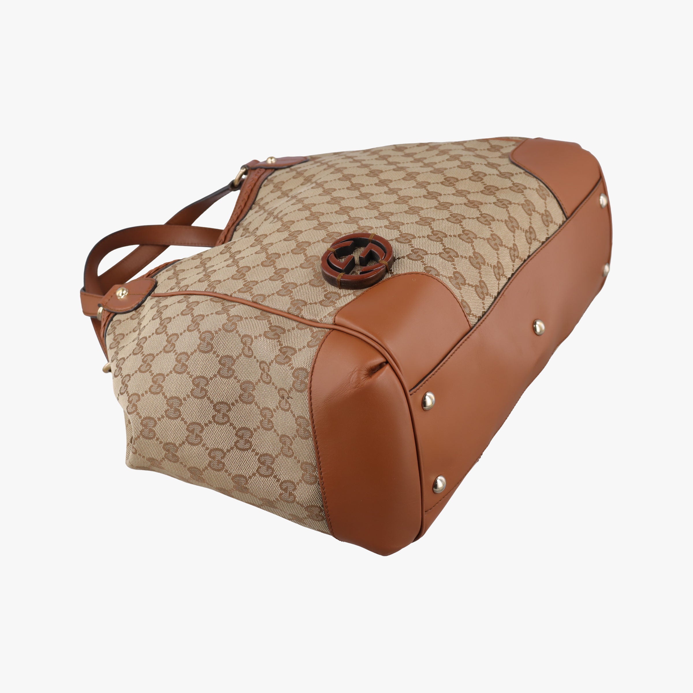 Pre-owned Gucci Interlocking G GG Canvas Brown canvas×leather 296896 handbag | stylenewstar