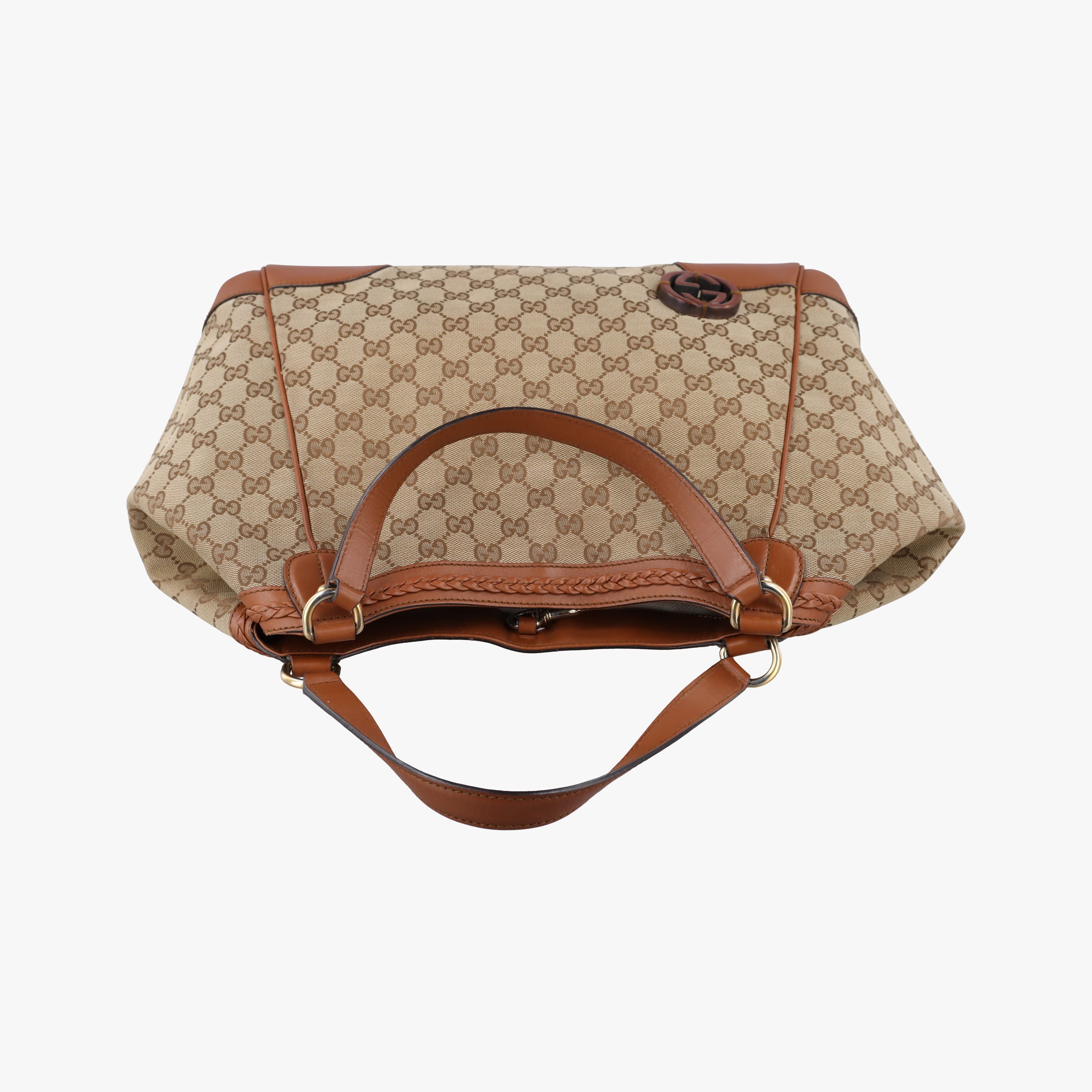 Pre-owned Gucci Interlocking G GG Canvas Brown canvas×leather 296896 handbag | stylenewstar