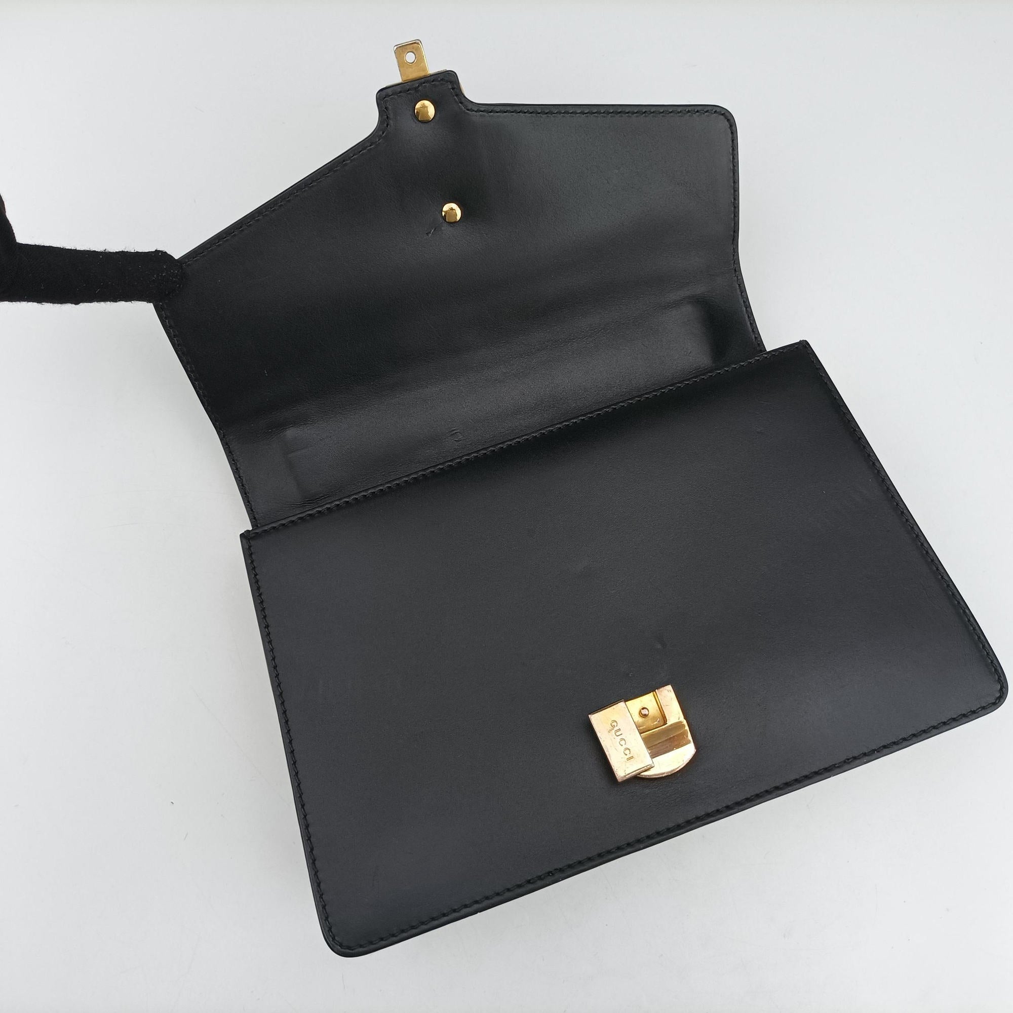 Pre-owned Gucci Sylvie Black×Green×Red Leather 421882 shoulderbag | stylenewstar