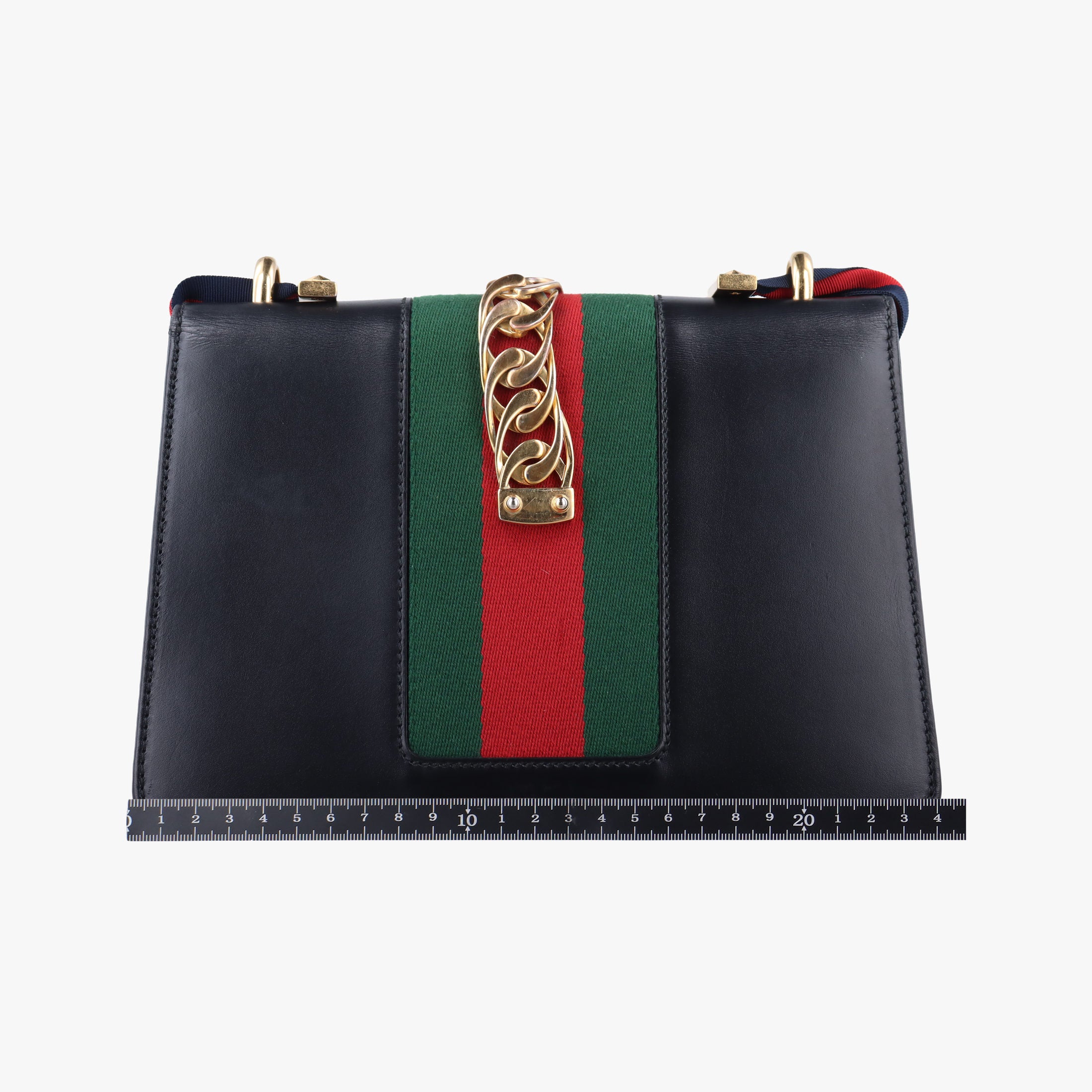 Pre-owned Gucci Sylvie Black×Green×Red Leather 421882 shoulderbag | stylenewstar