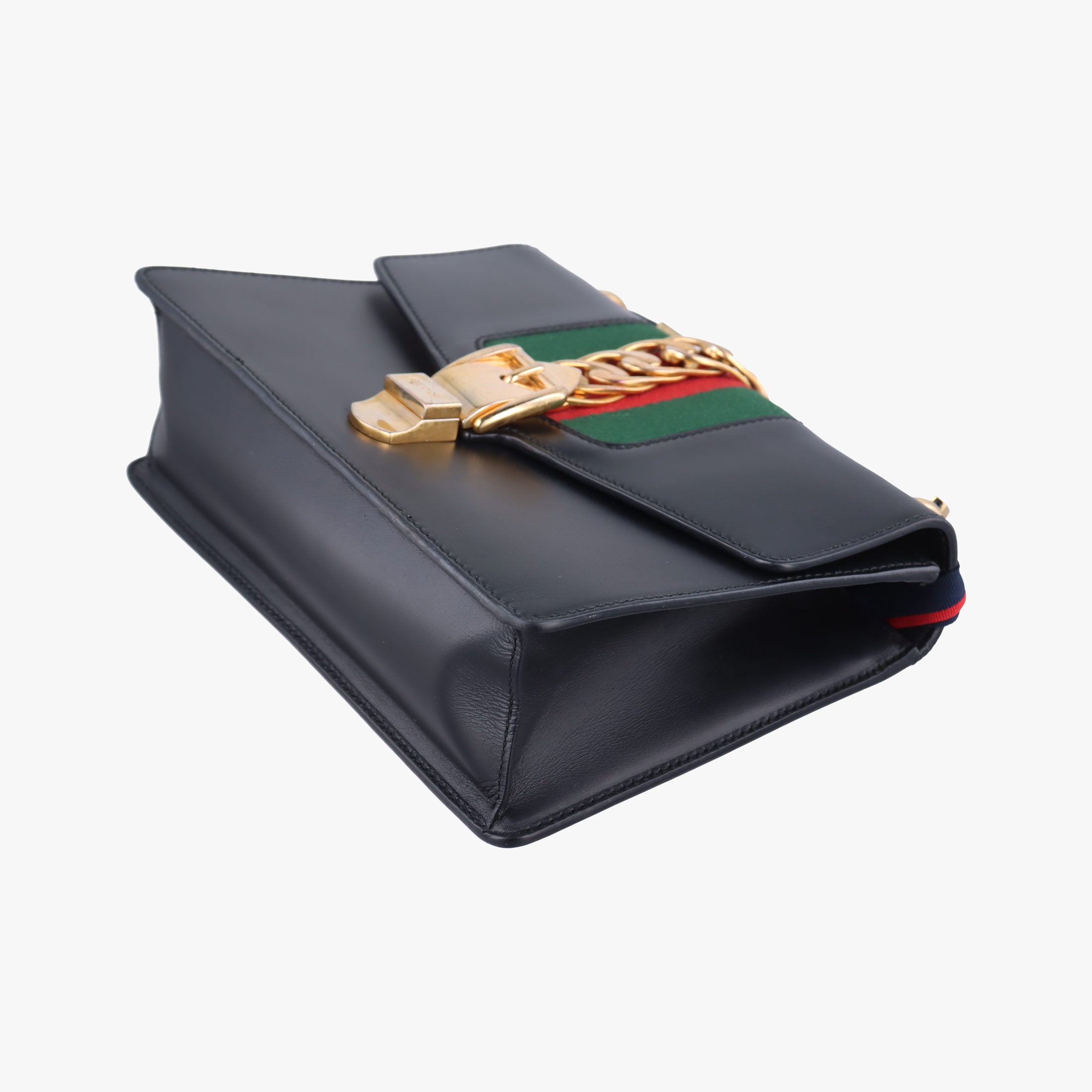 Pre-owned Gucci Sylvie Black×Green×Red Leather 421882 shoulderbag | stylenewstar