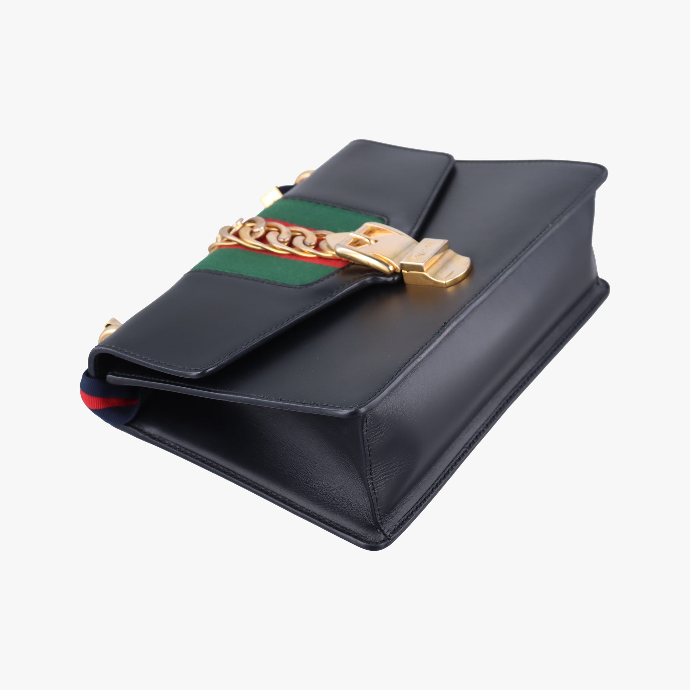 Pre-owned Gucci Sylvie Black×Green×Red Leather 421882 shoulderbag | stylenewstar