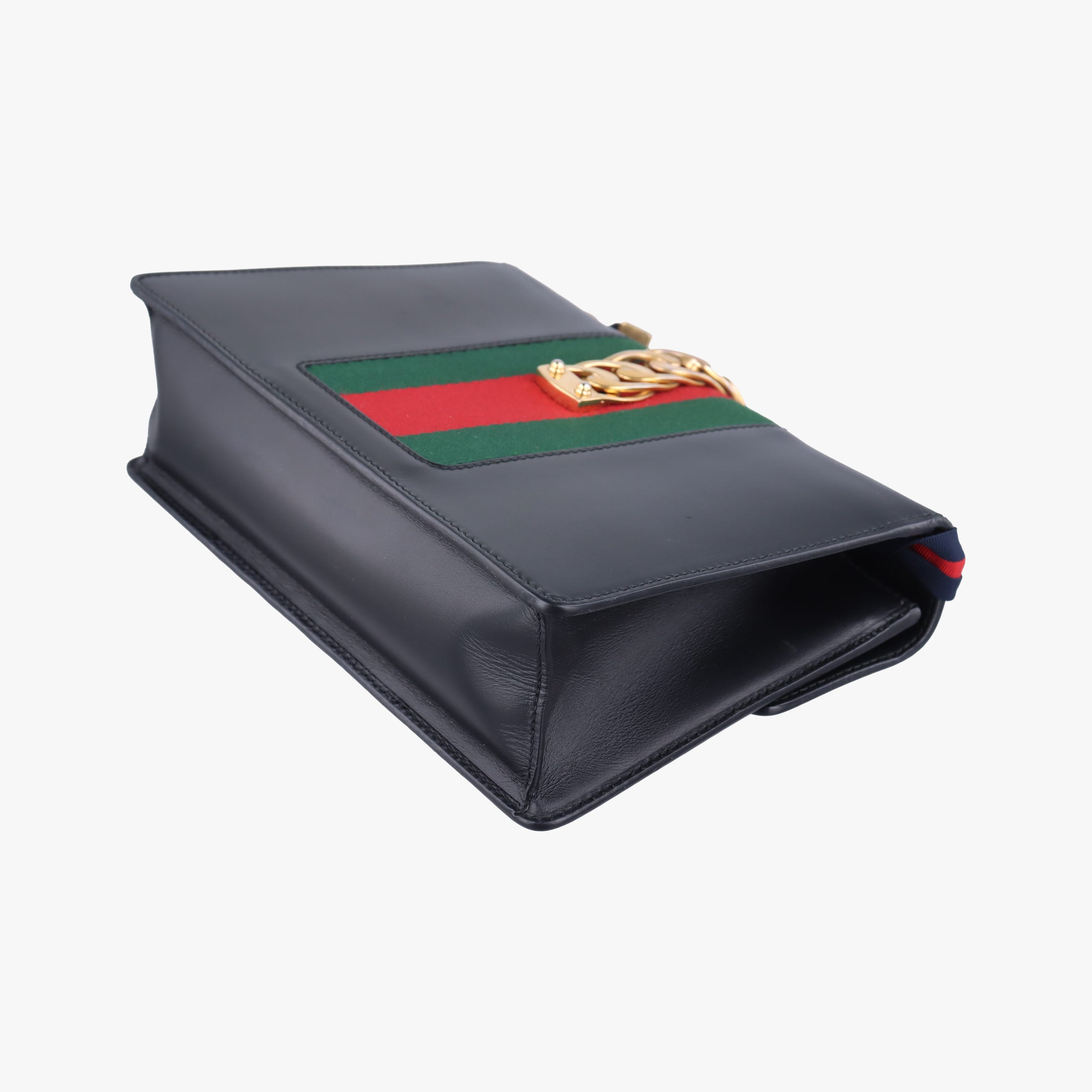 Pre-owned Gucci Sylvie Black×Green×Red Leather 421882 shoulderbag | stylenewstar
