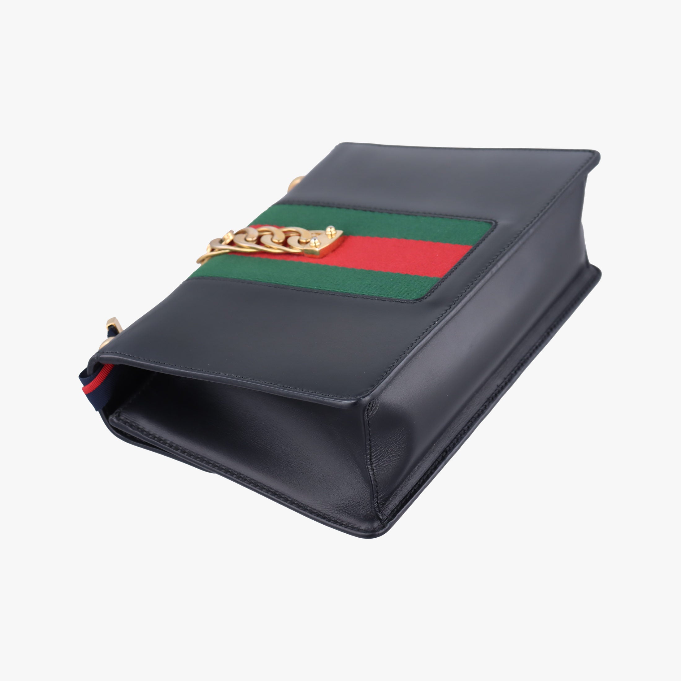 Pre-owned Gucci Sylvie Black×Green×Red Leather 421882 shoulderbag | stylenewstar