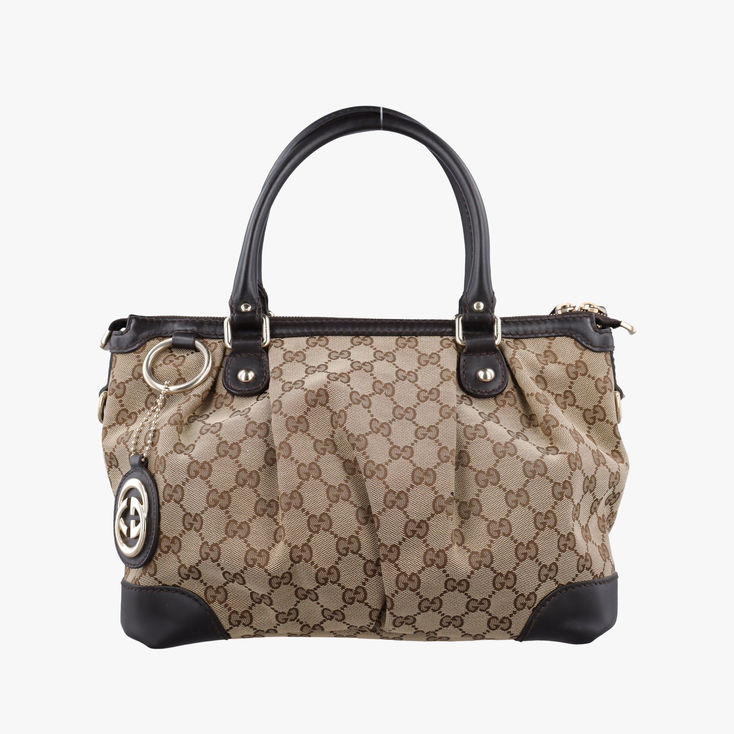 Pre-owned Gucci Sukey Brown×Black canvas×Leather 247902 handbag | stylenewstar