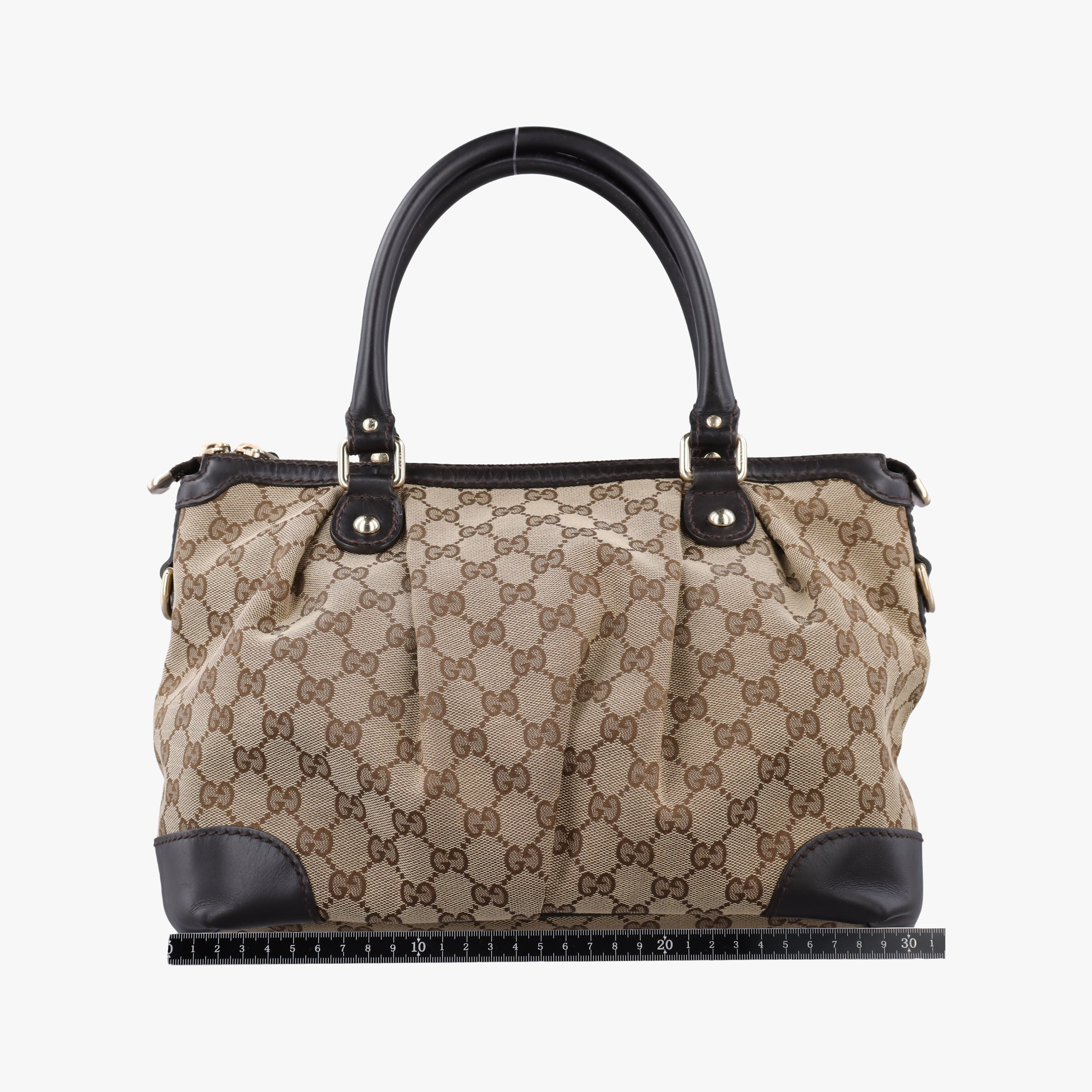 Pre-owned Gucci Sukey Brown×Black canvas×Leather 247902 handbag | stylenewstar