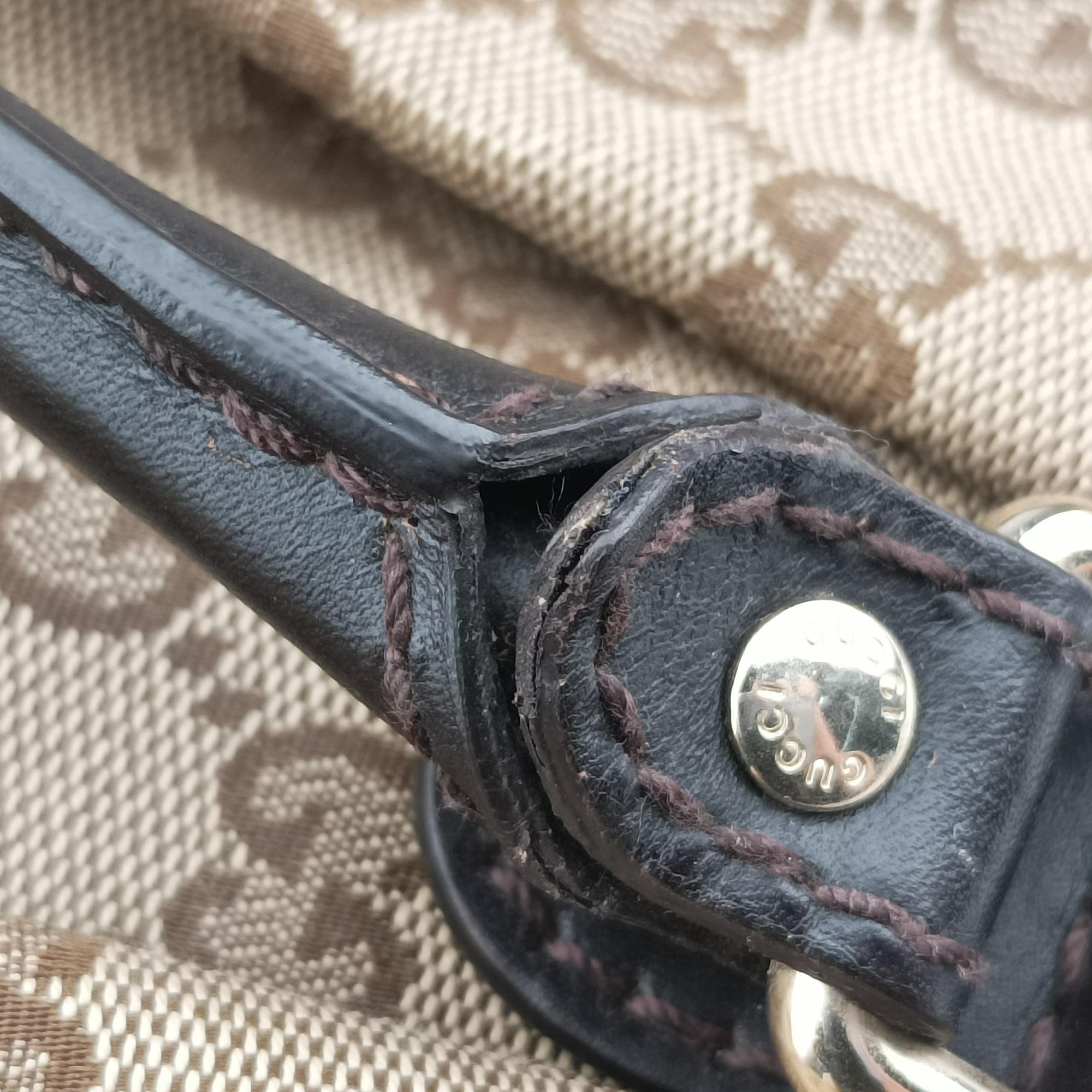 Pre-owned Gucci Sukey Brown×Black canvas×Leather 247902 handbag | stylenewstar