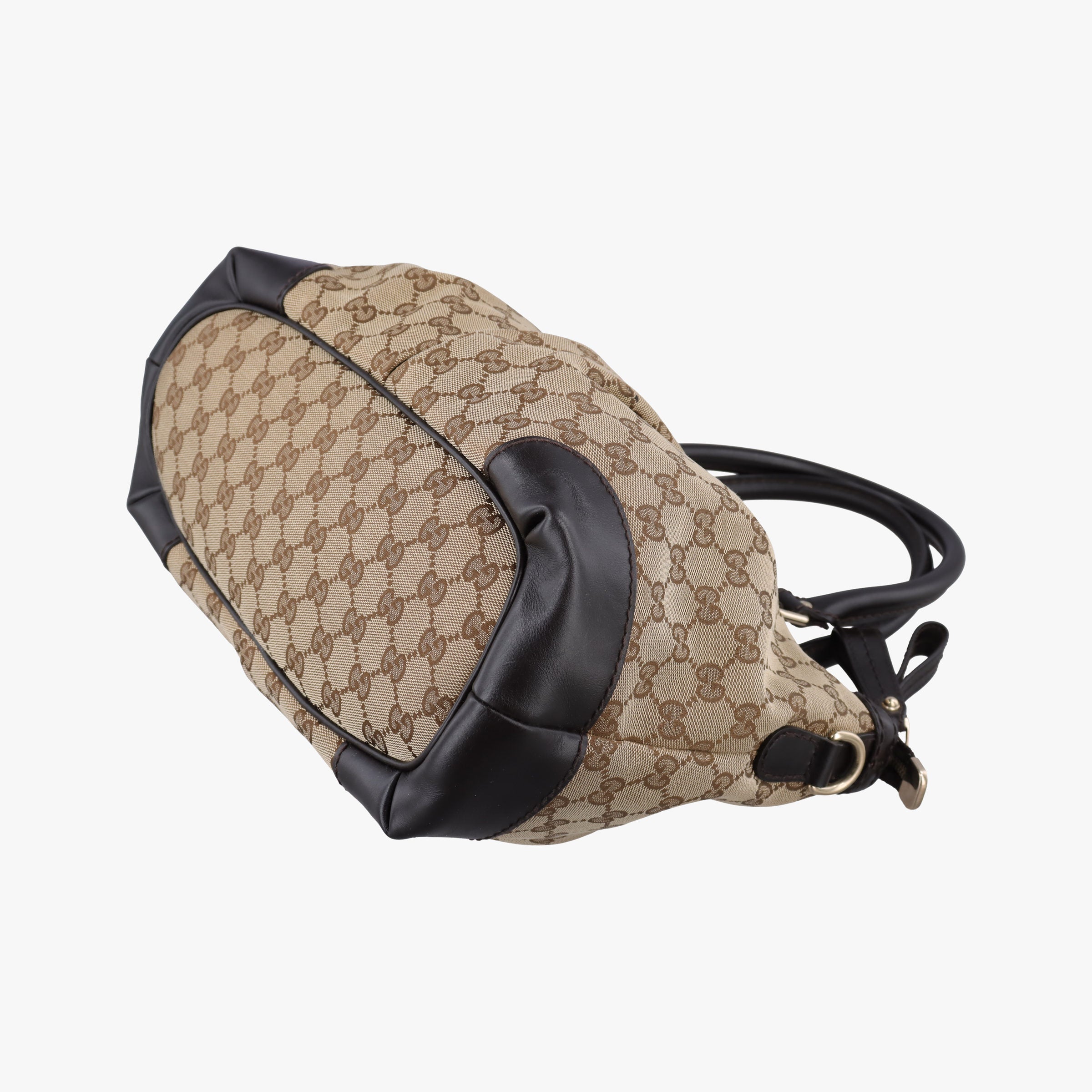 Pre-owned Gucci Sukey Brown×Black canvas×Leather 247902 handbag | stylenewstar