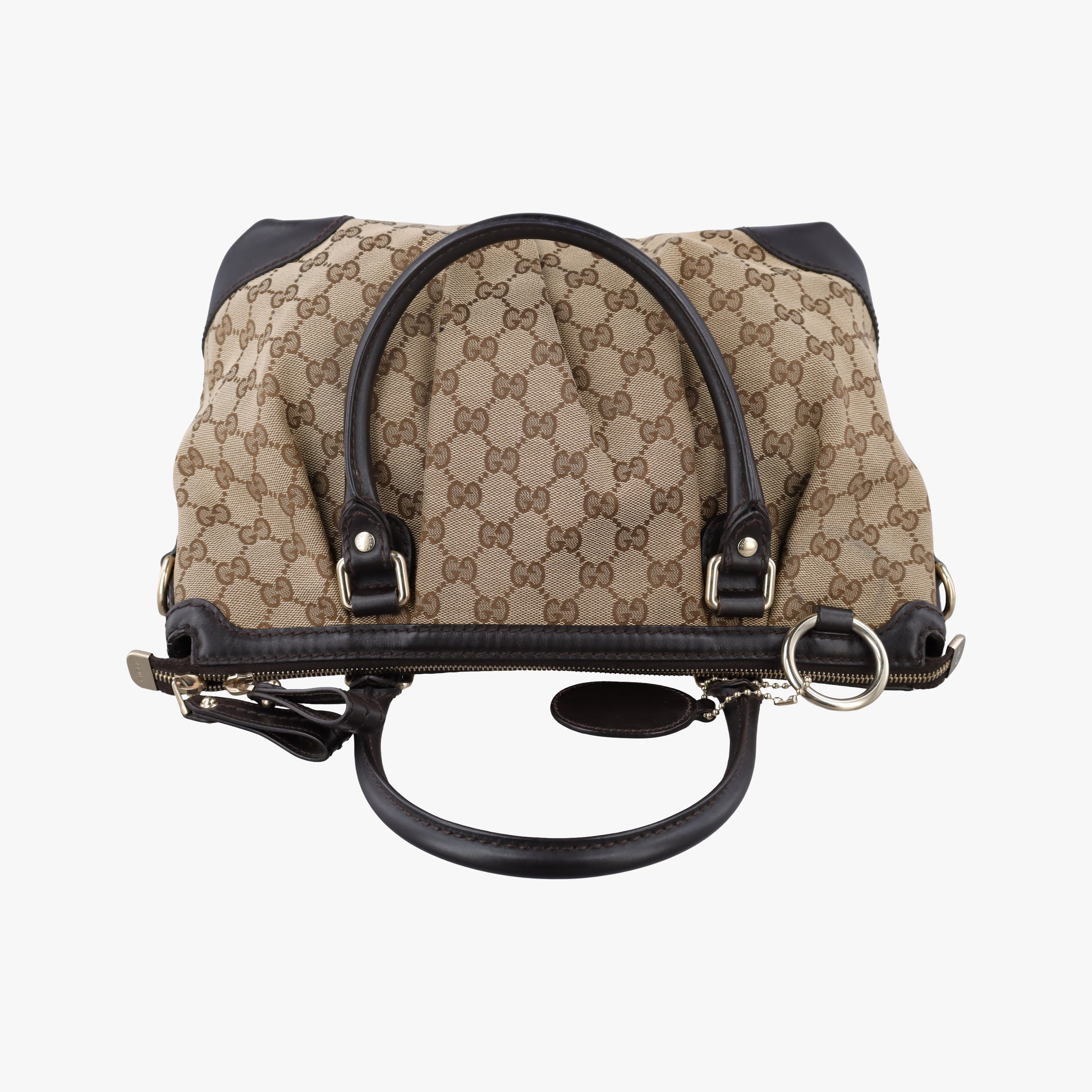 Pre-owned Gucci Sukey Brown×Black canvas×Leather 247902 handbag | stylenewstar