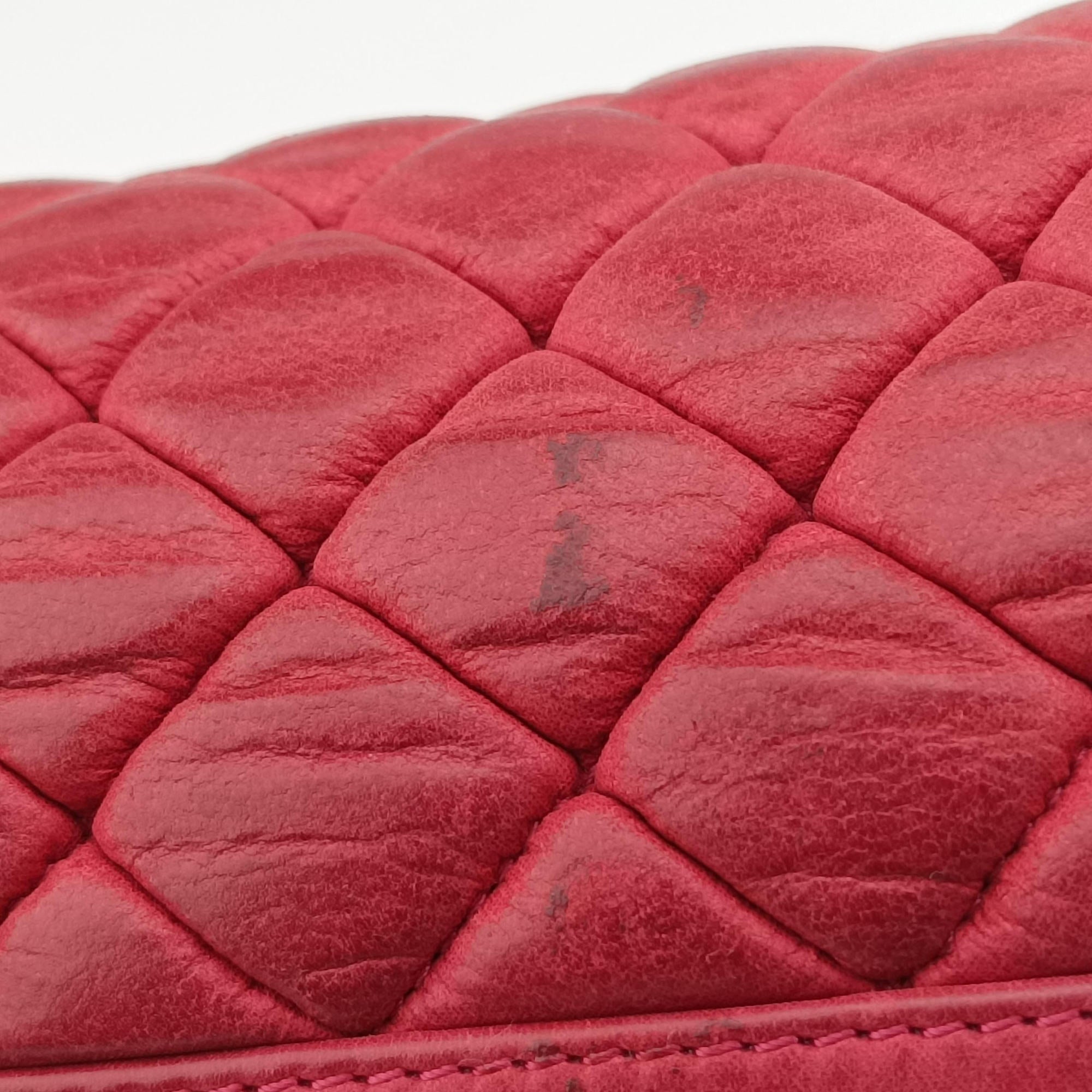Pre-owned Chanel Mademoiselle Bowling Red Leather A67419 shoulderbag | stylenewstar