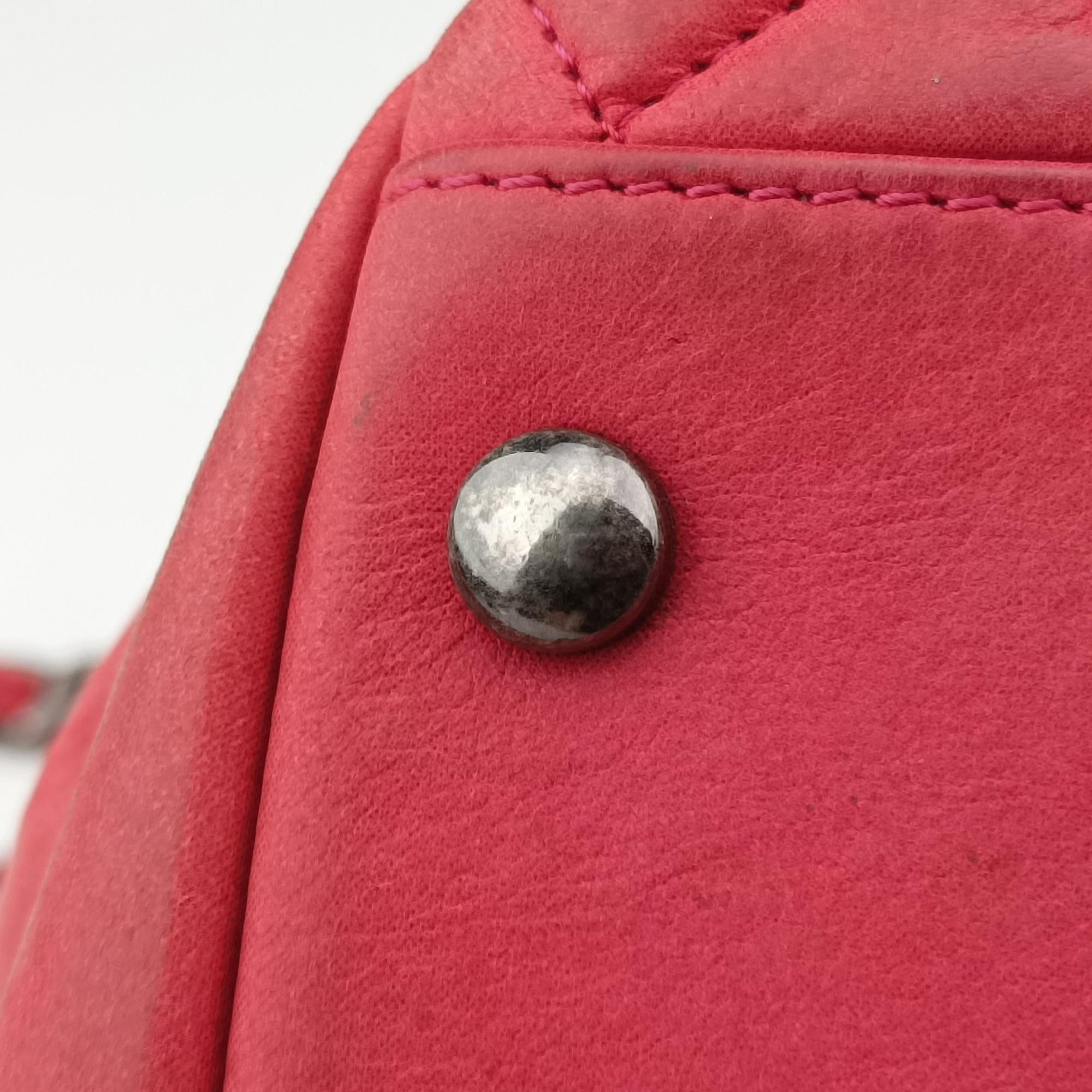 Pre-owned Chanel Mademoiselle Bowling Red Leather A67419 shoulderbag | stylenewstar