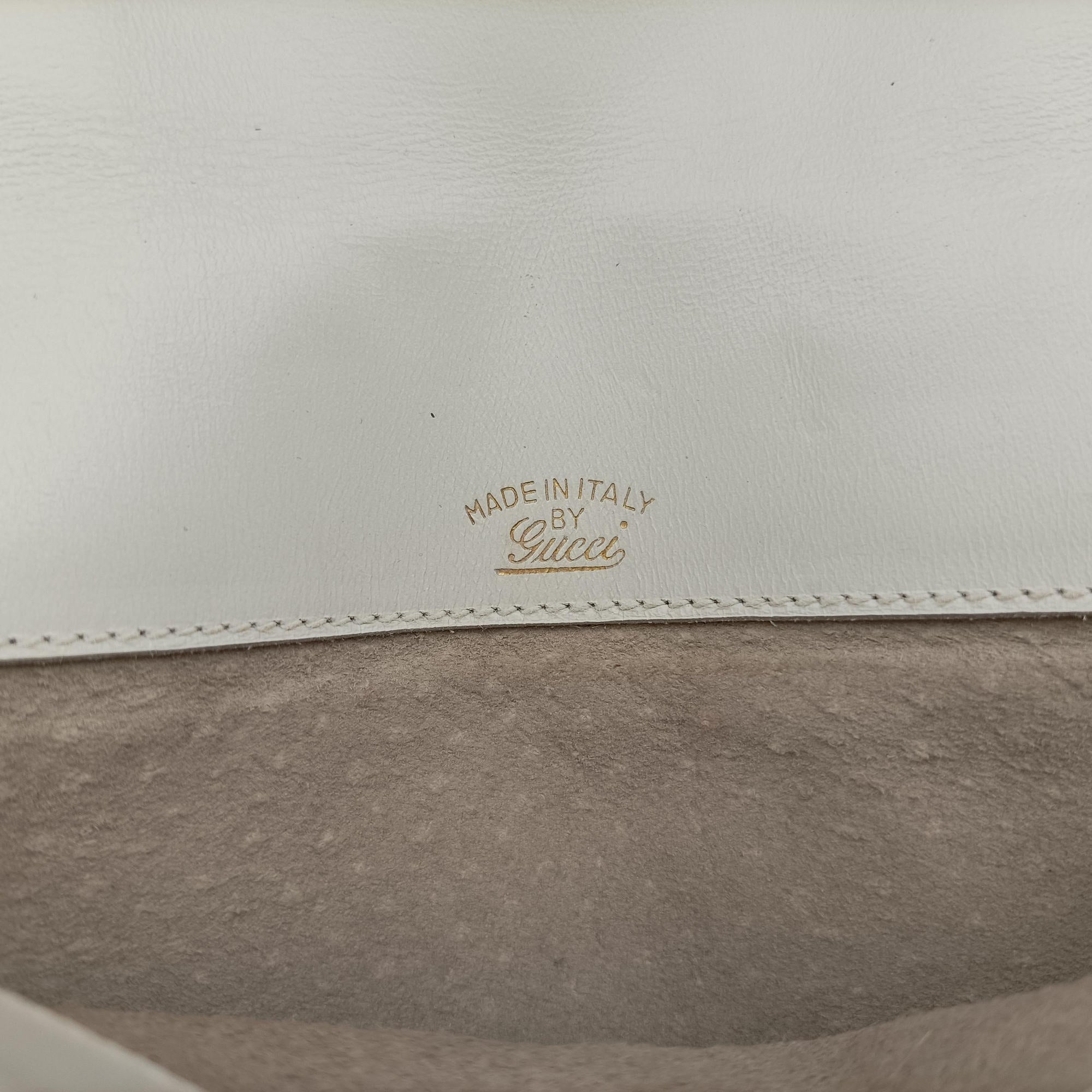Pre-owned Gucci horse bit White Leather  shoulderbag | stylenewstar