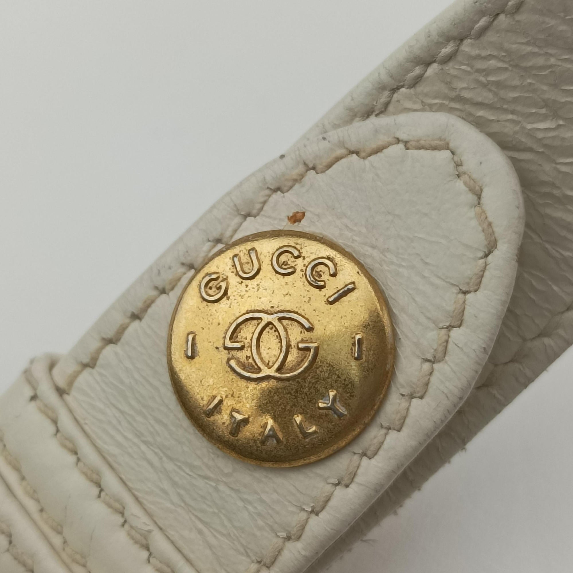 Pre-owned Gucci horse bit White Leather  shoulderbag | stylenewstar