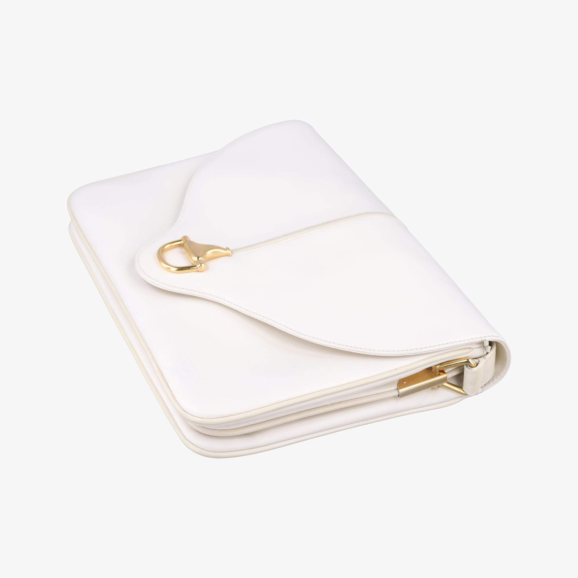 Pre-owned Gucci horse bit White Leather  shoulderbag | stylenewstar