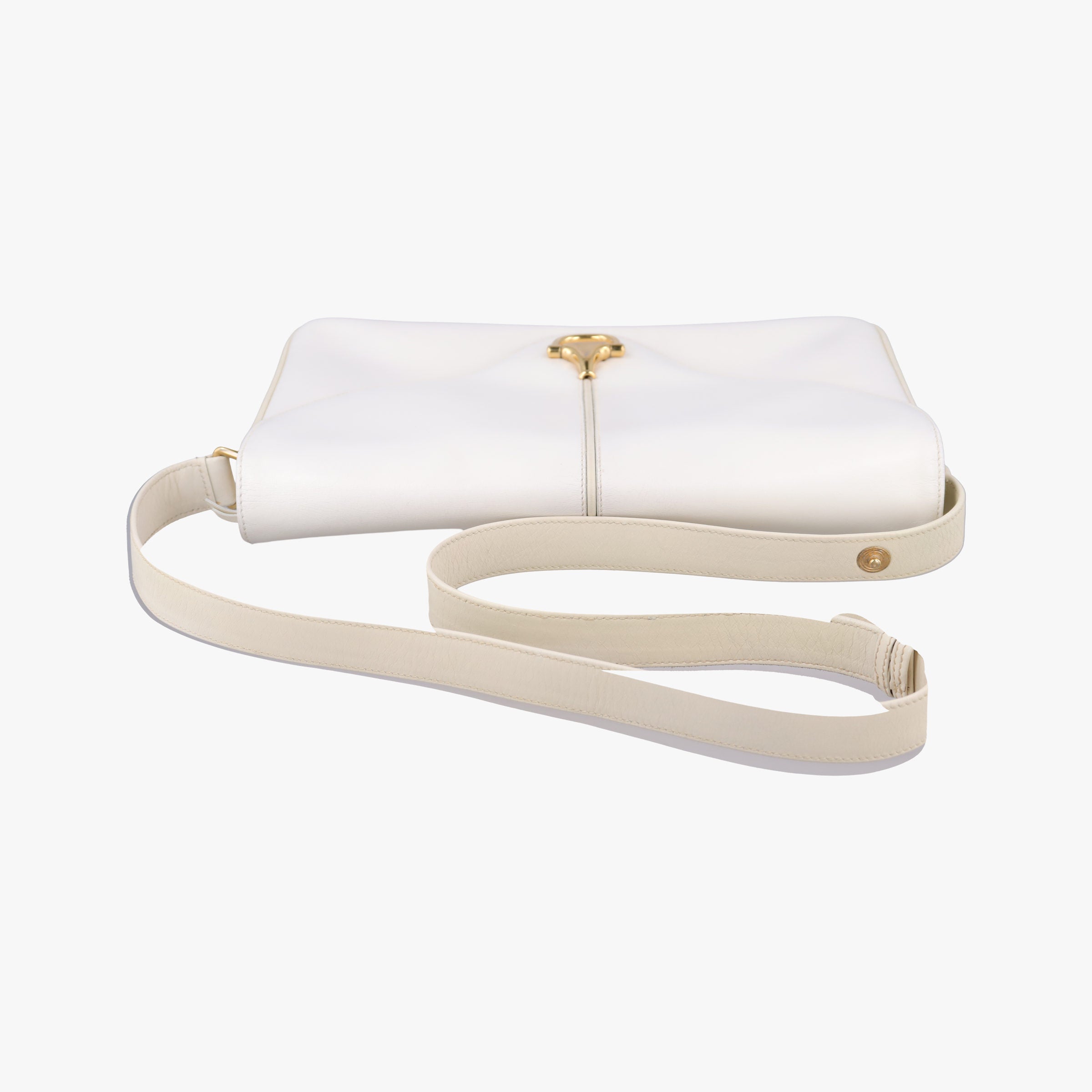 Pre-owned Gucci horse bit White Leather  shoulderbag | stylenewstar