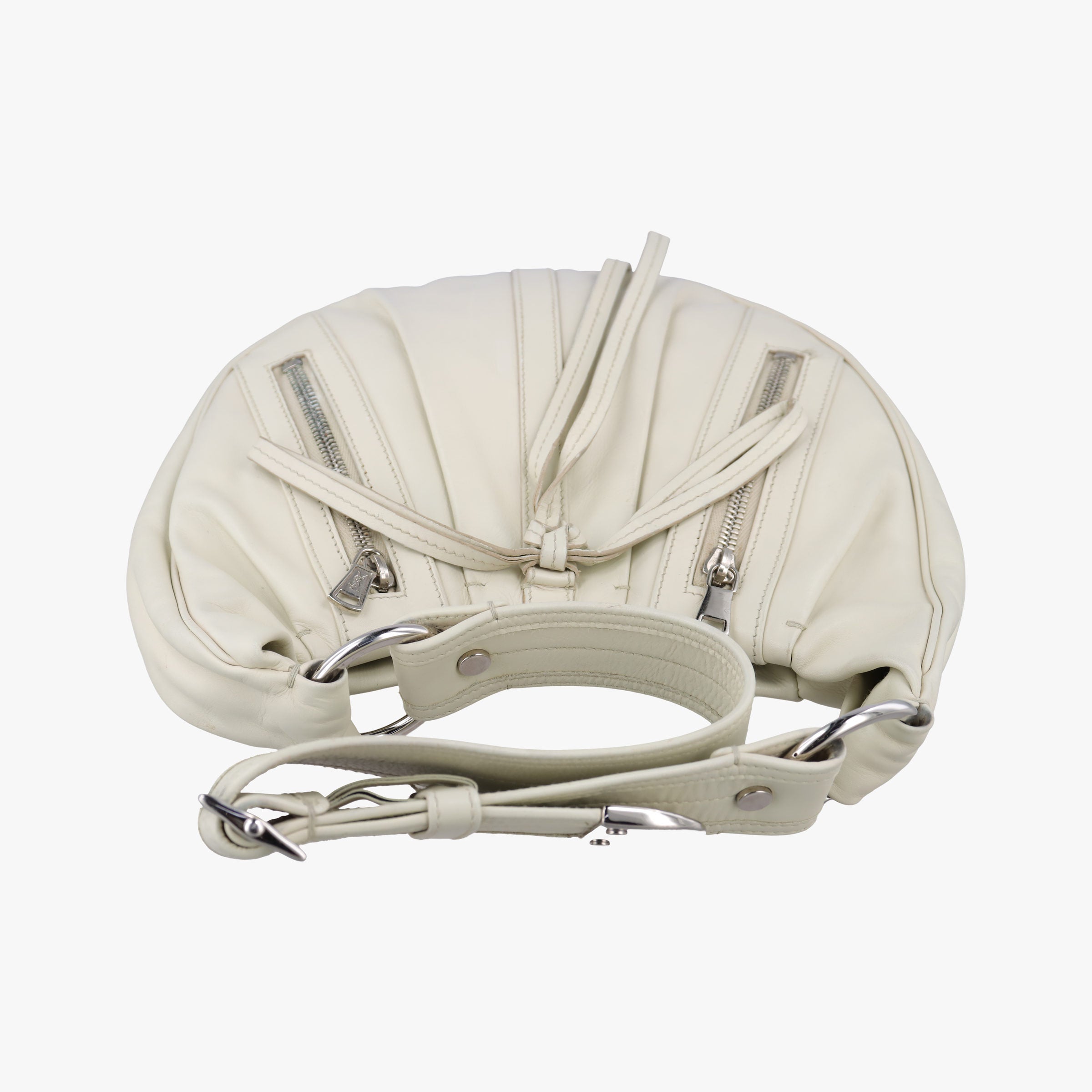 Secondhand Yves Saint Laurent Rive Gauche White Leather 120436 shoulderbag | stylenewstar