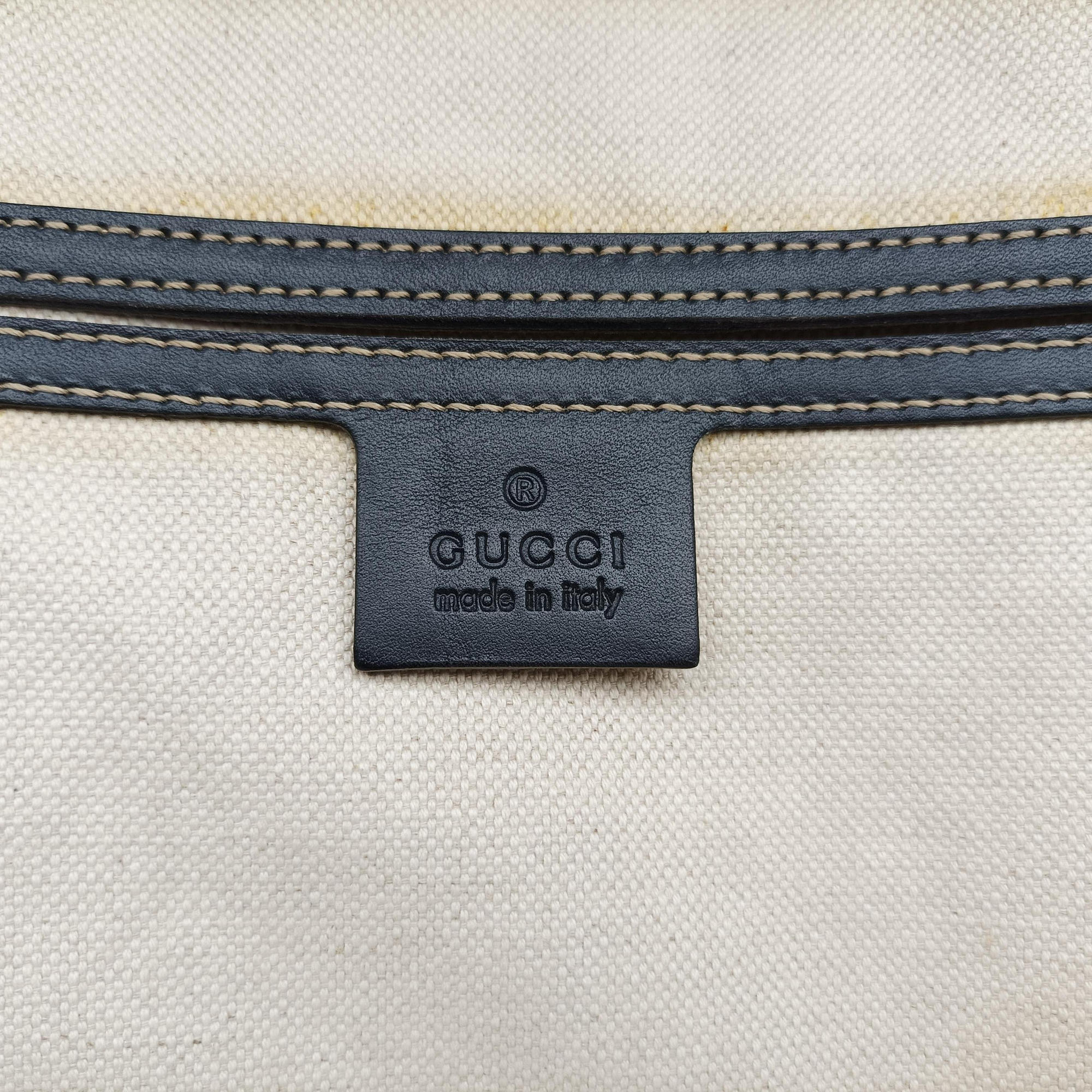 Pre-owned Gucci GG Supreme Briefcase Beige×Black PVC coated canvas x Leather 208463 shoulderbag | stylenewstar