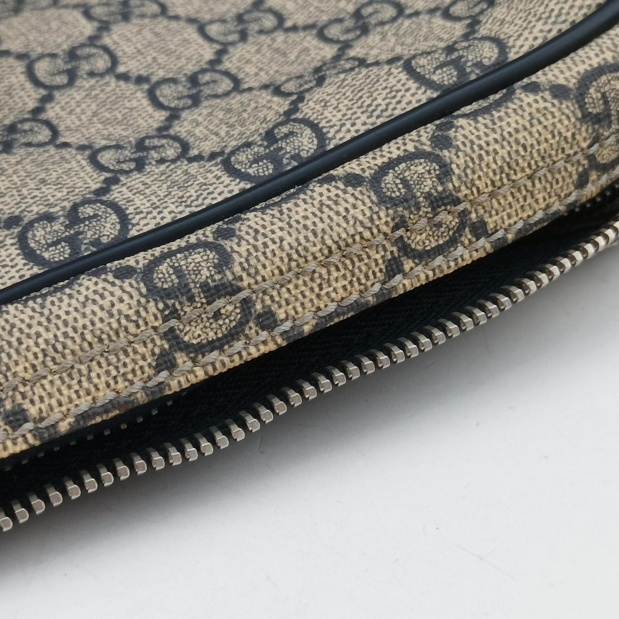 Pre-owned Gucci GG Supreme Briefcase Beige×Black PVC coated canvas x Leather 208463 shoulderbag | stylenewstar