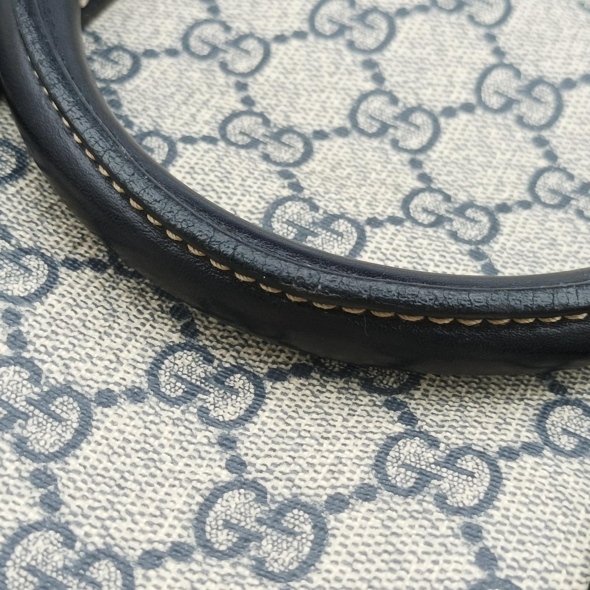 Pre-owned Gucci GG Supreme Briefcase Beige×Black PVC coated canvas x Leather 208463 shoulderbag | stylenewstar