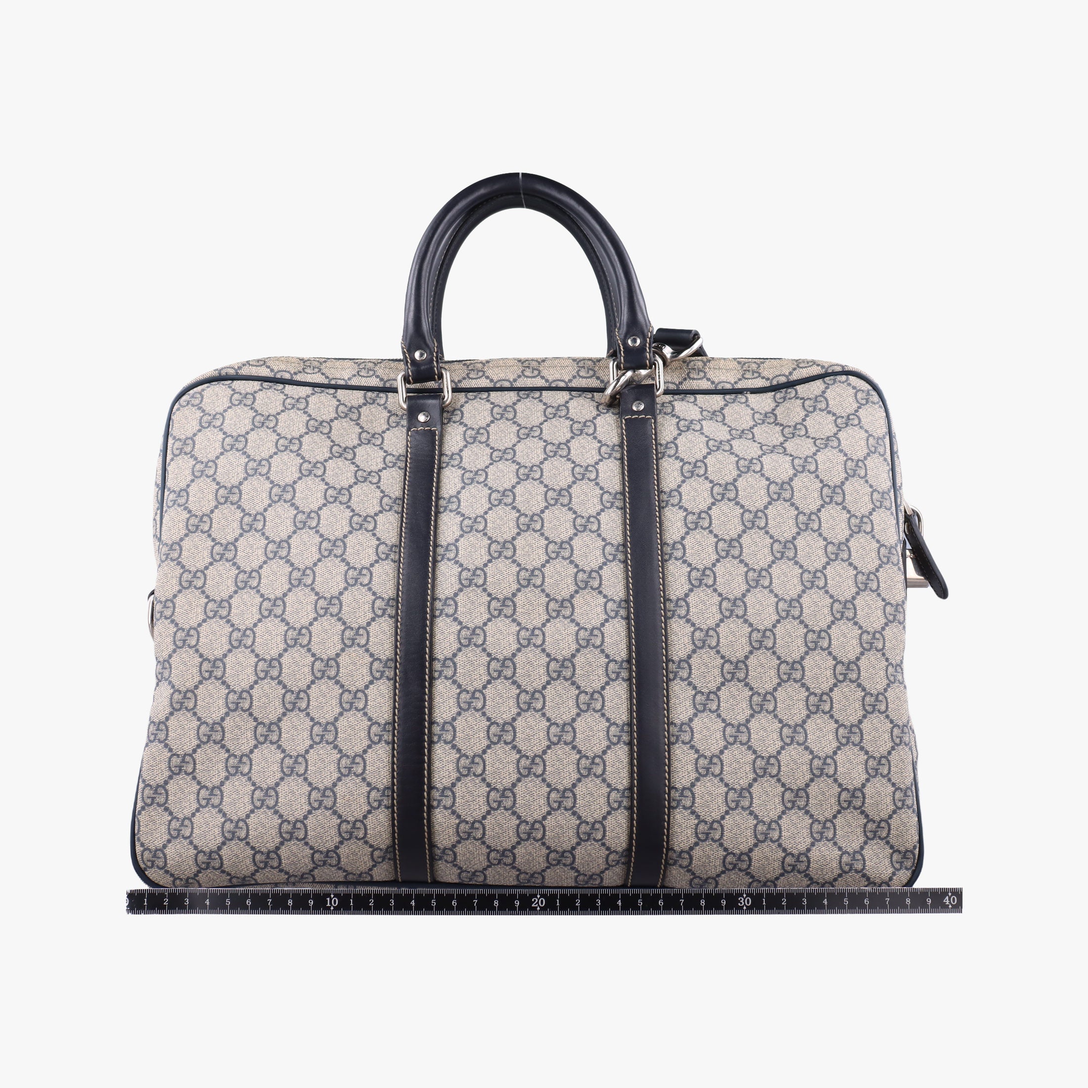 Pre-owned Gucci GG Supreme Briefcase Beige×Black PVC coated canvas x Leather 208463 shoulderbag | stylenewstar