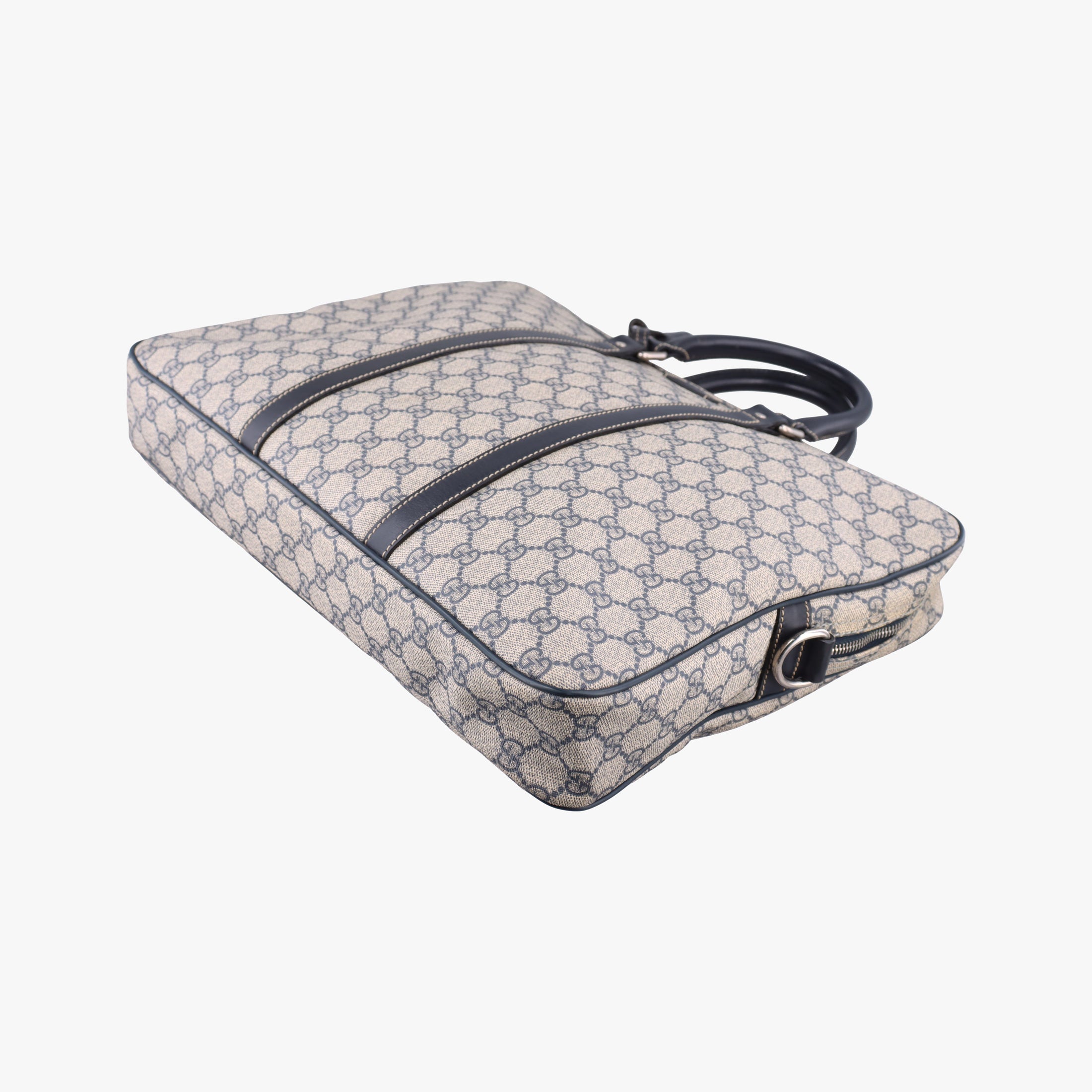 Pre-owned Gucci GG Supreme Briefcase Beige×Black PVC coated canvas x Leather 208463 shoulderbag | stylenewstar