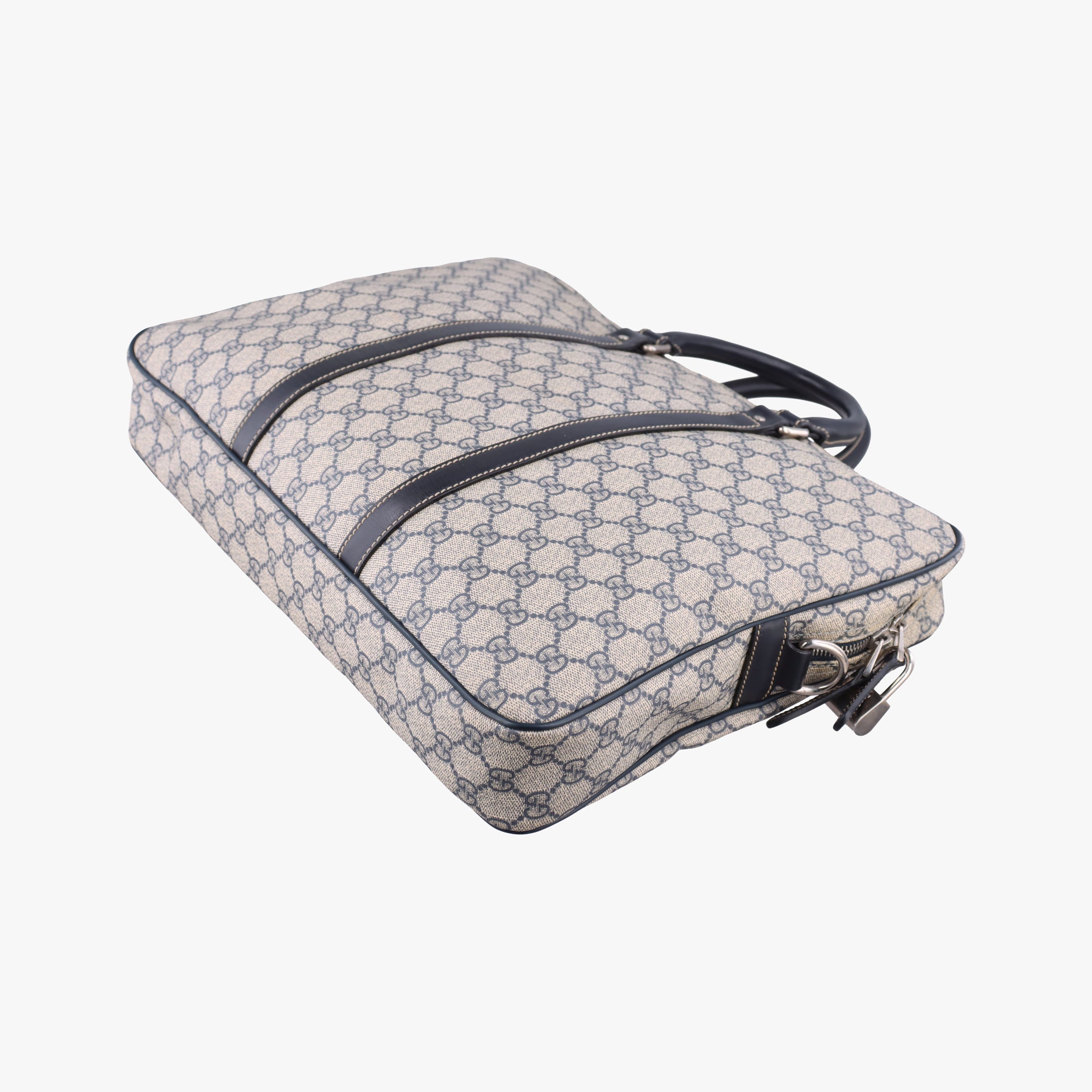 Pre-owned Gucci GG Supreme Briefcase Beige×Black PVC coated canvas x Leather 208463 shoulderbag | stylenewstar