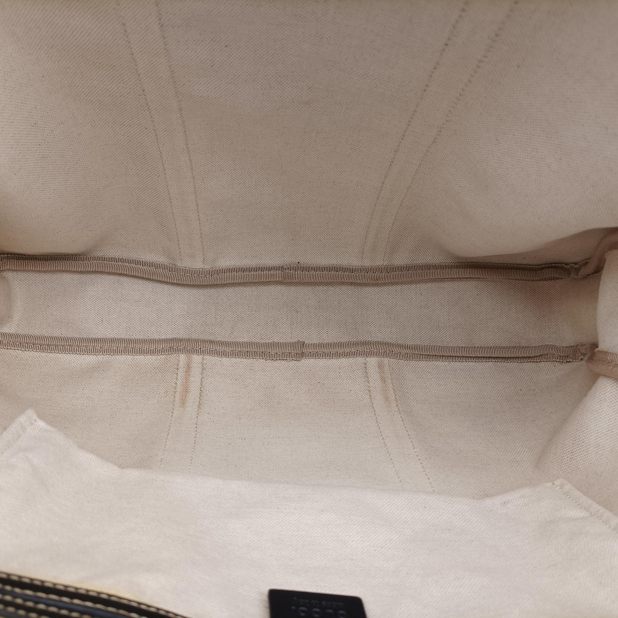 Pre-owned Gucci GG Supreme Briefcase Beige×Black PVC coated canvas x Leather 208463 shoulderbag | stylenewstar