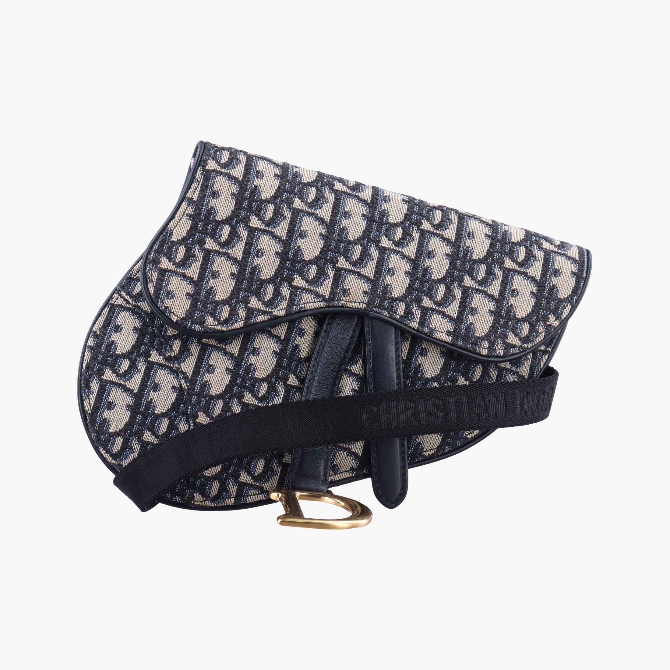 Pre-owned Christian Dior Saddle Navy×Gray Jacquard×Leather  bum bag/waist bag | stylenewstar