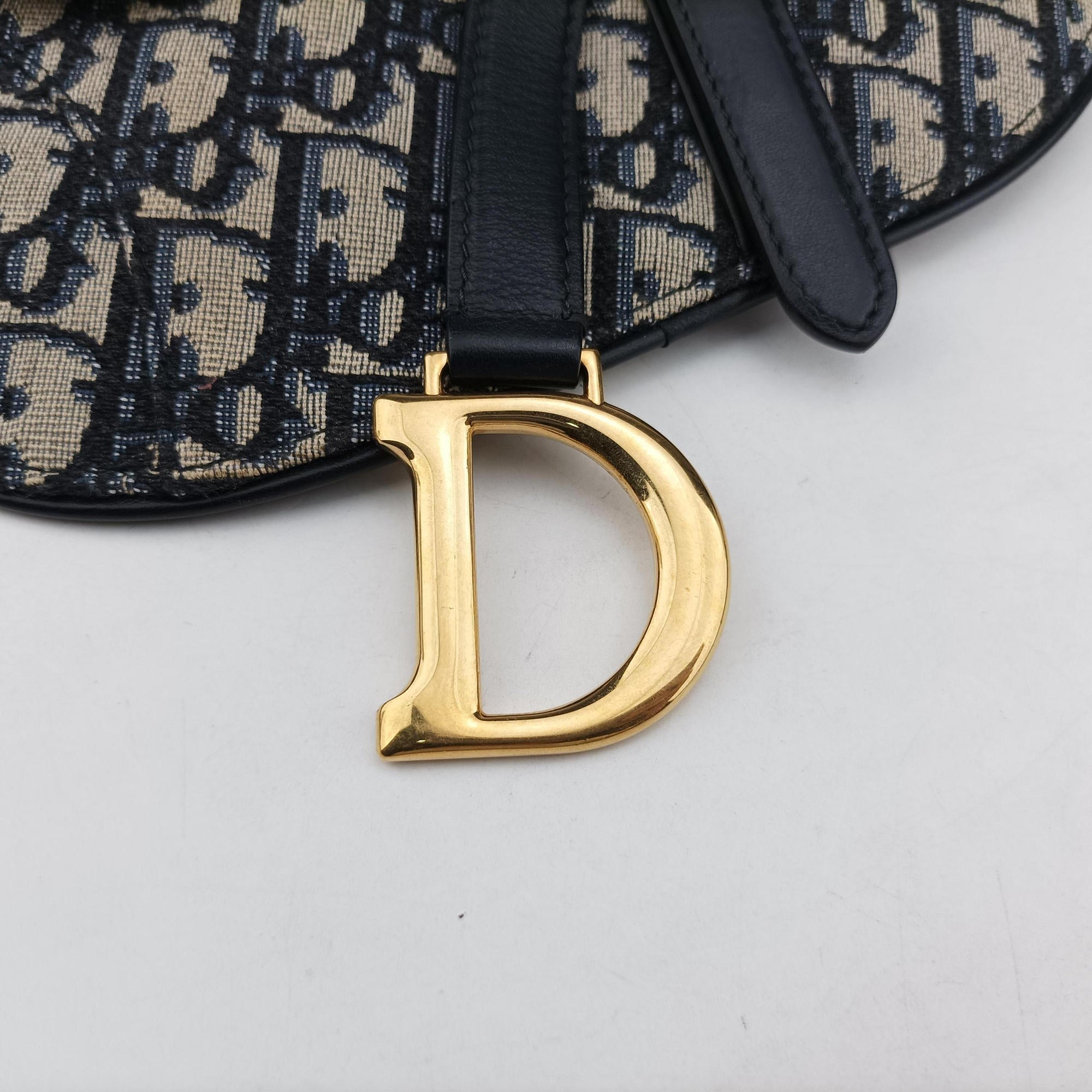 Pre-owned Christian Dior Saddle Navy×Gray Jacquard×Leather  bum bag/waist bag | stylenewstar