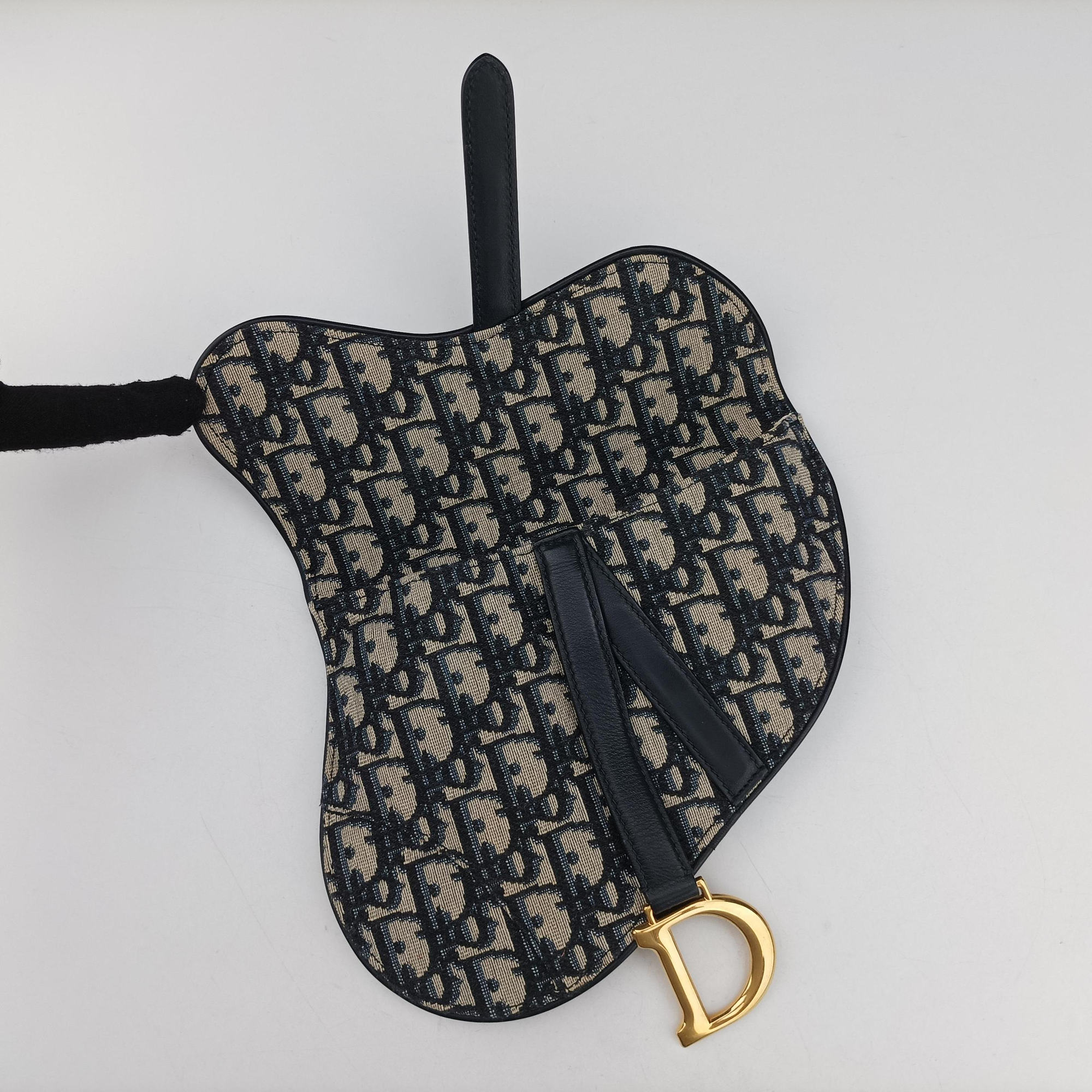 Pre-owned Christian Dior Saddle Navy×Gray Jacquard×Leather  bum bag/waist bag | stylenewstar
