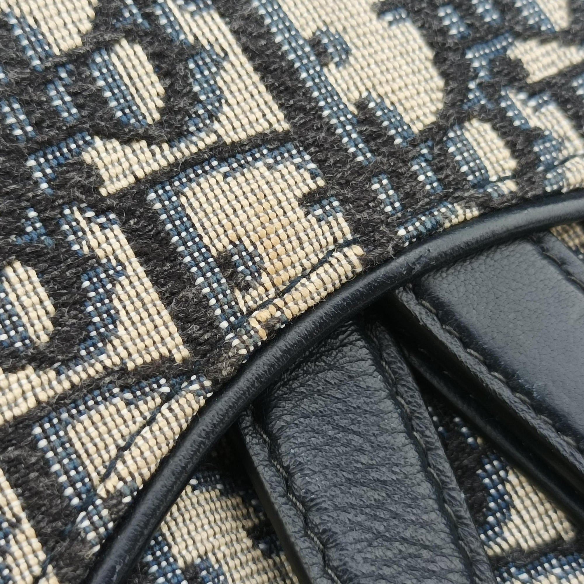 Pre-owned Christian Dior Saddle Navy×Gray Jacquard×Leather  bum bag/waist bag | stylenewstar
