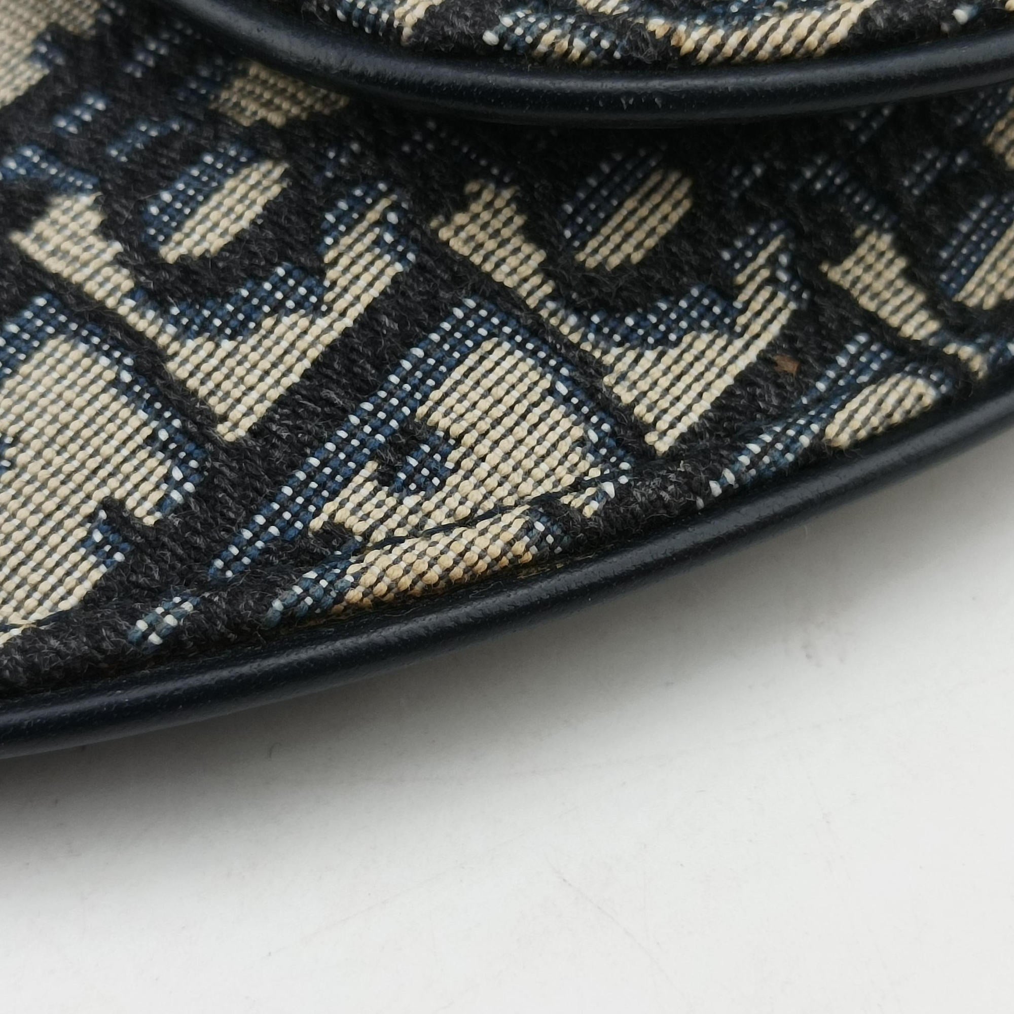 Pre-owned Christian Dior Saddle Navy×Gray Jacquard×Leather  bum bag/waist bag | stylenewstar