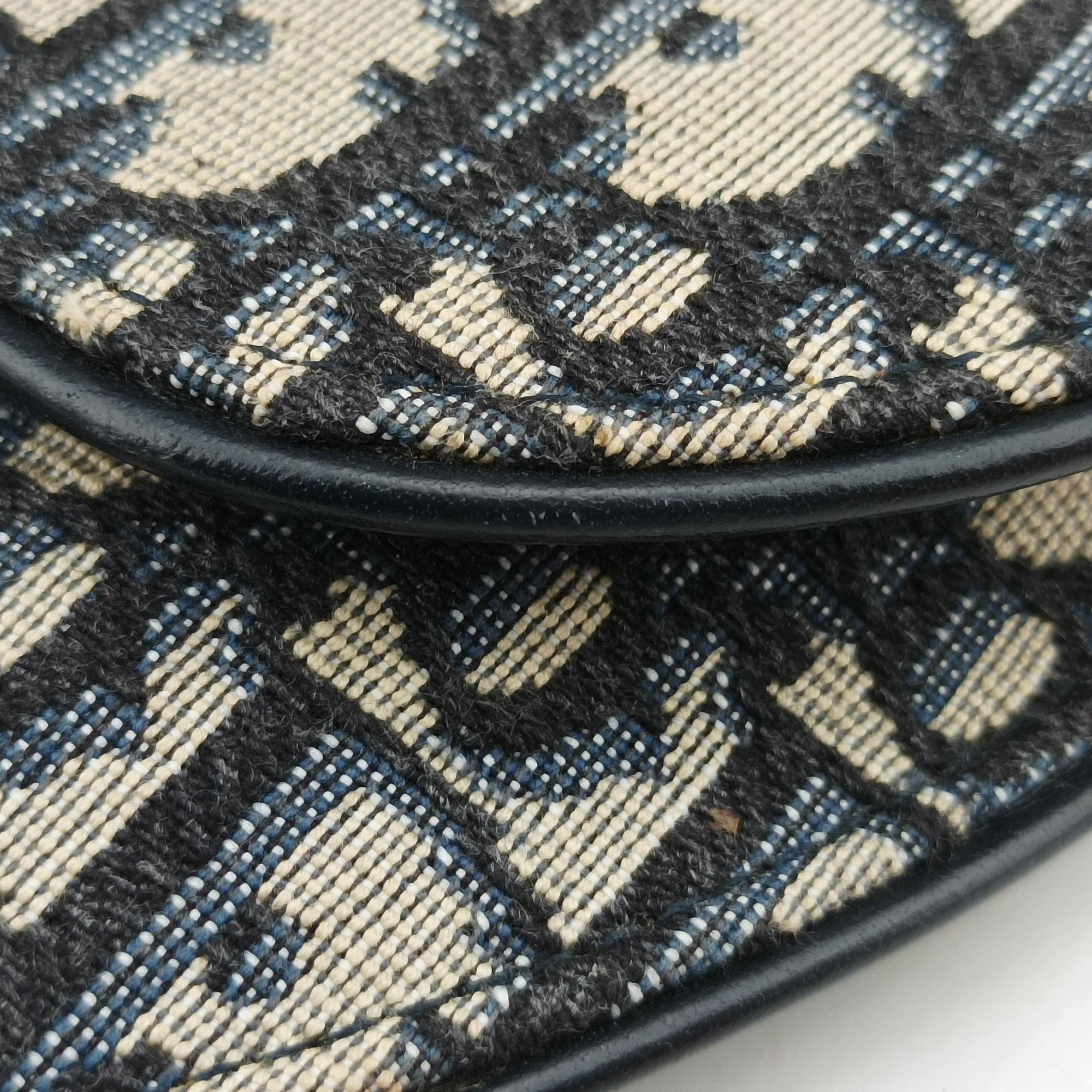Pre-owned Christian Dior Saddle Navy×Gray Jacquard×Leather  bum bag/waist bag | stylenewstar