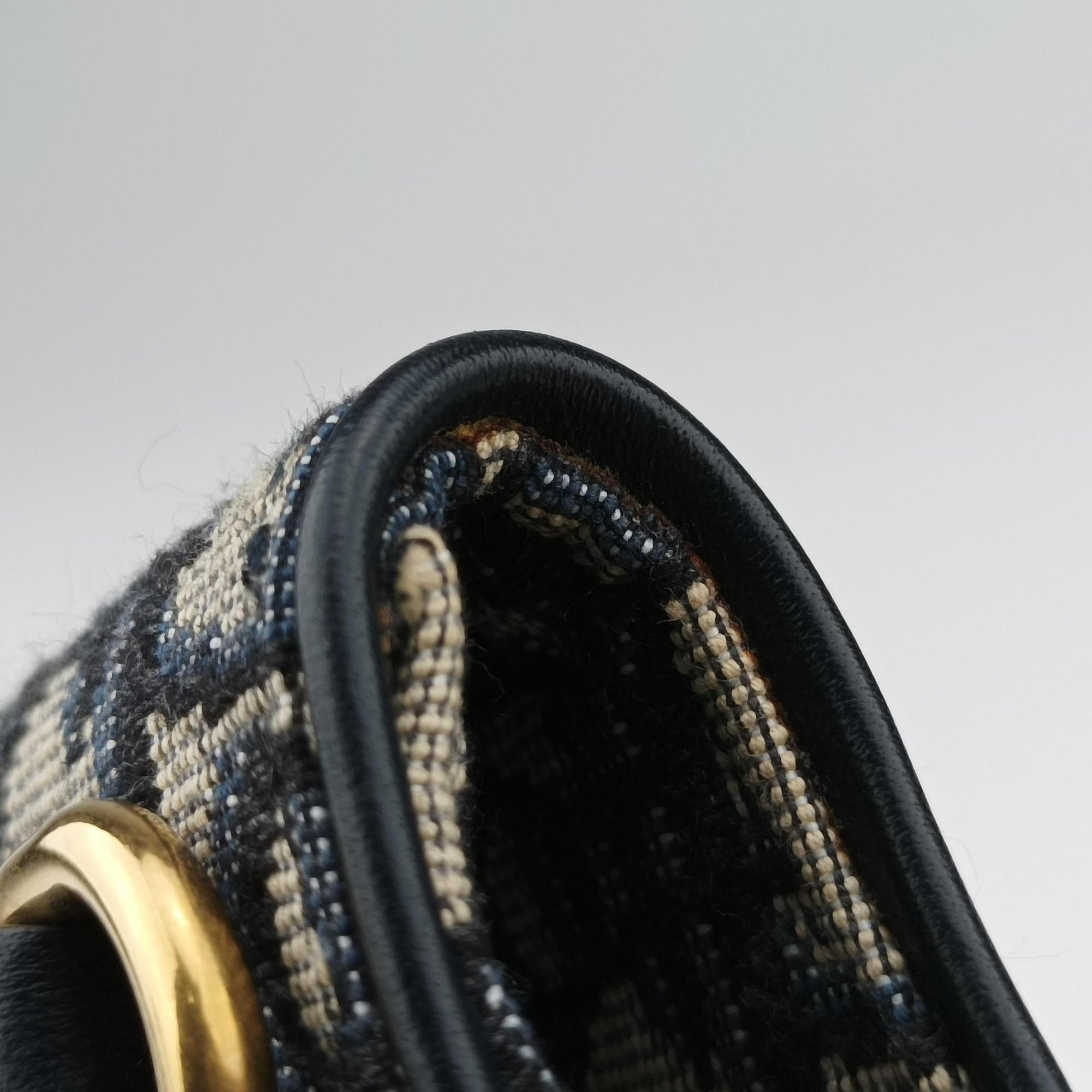 Pre-owned Christian Dior Saddle Navy×Gray Jacquard×Leather  bum bag/waist bag | stylenewstar