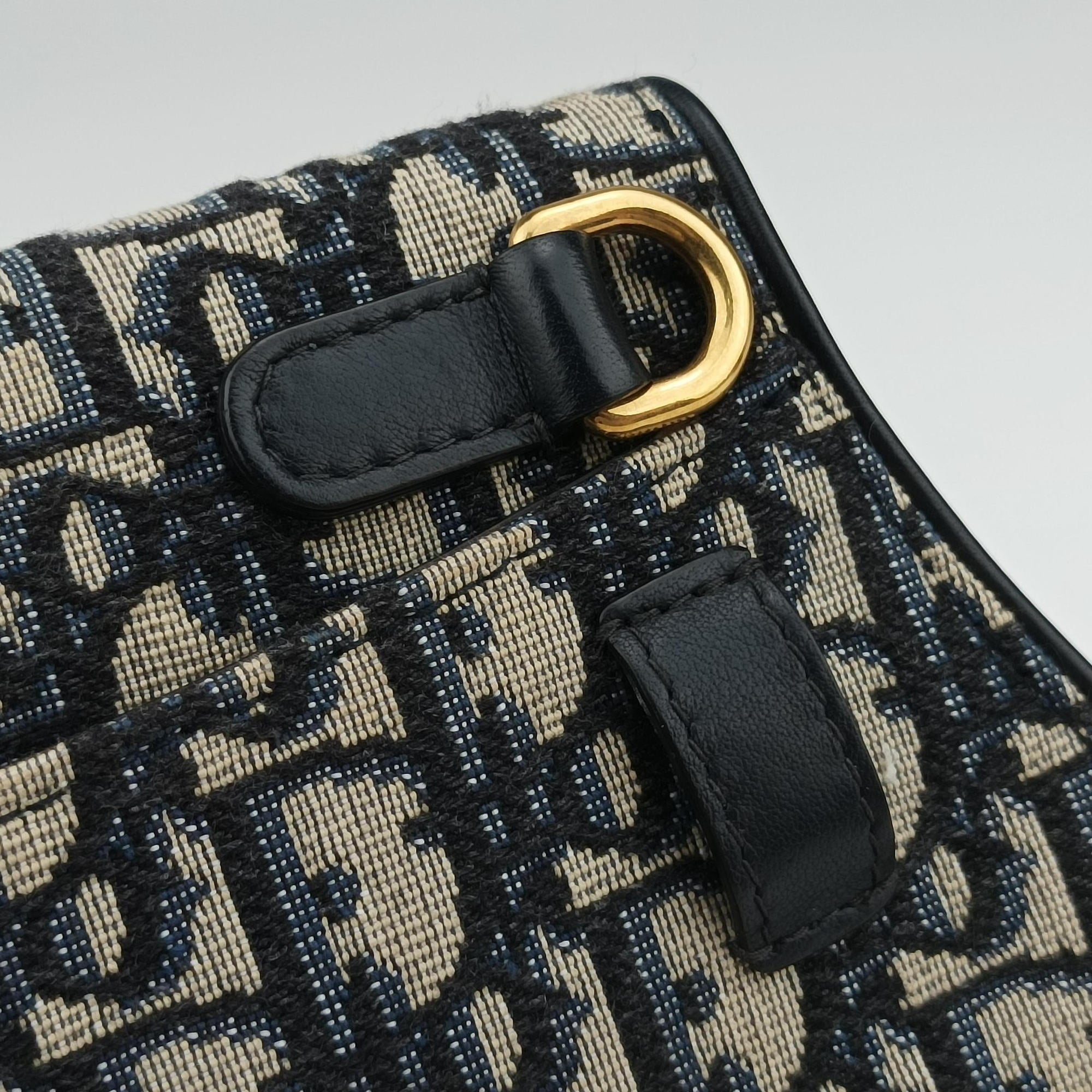 Pre-owned Christian Dior Saddle Navy×Gray Jacquard×Leather  bum bag/waist bag | stylenewstar
